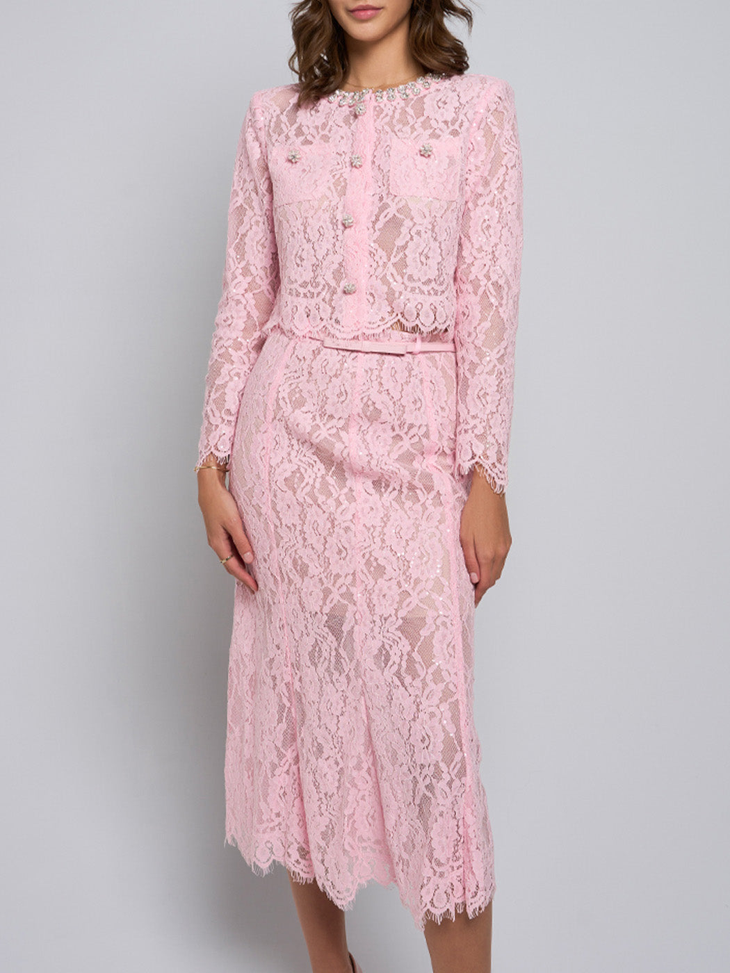 Ayleen Lace Blouse & Midi Skirt Set