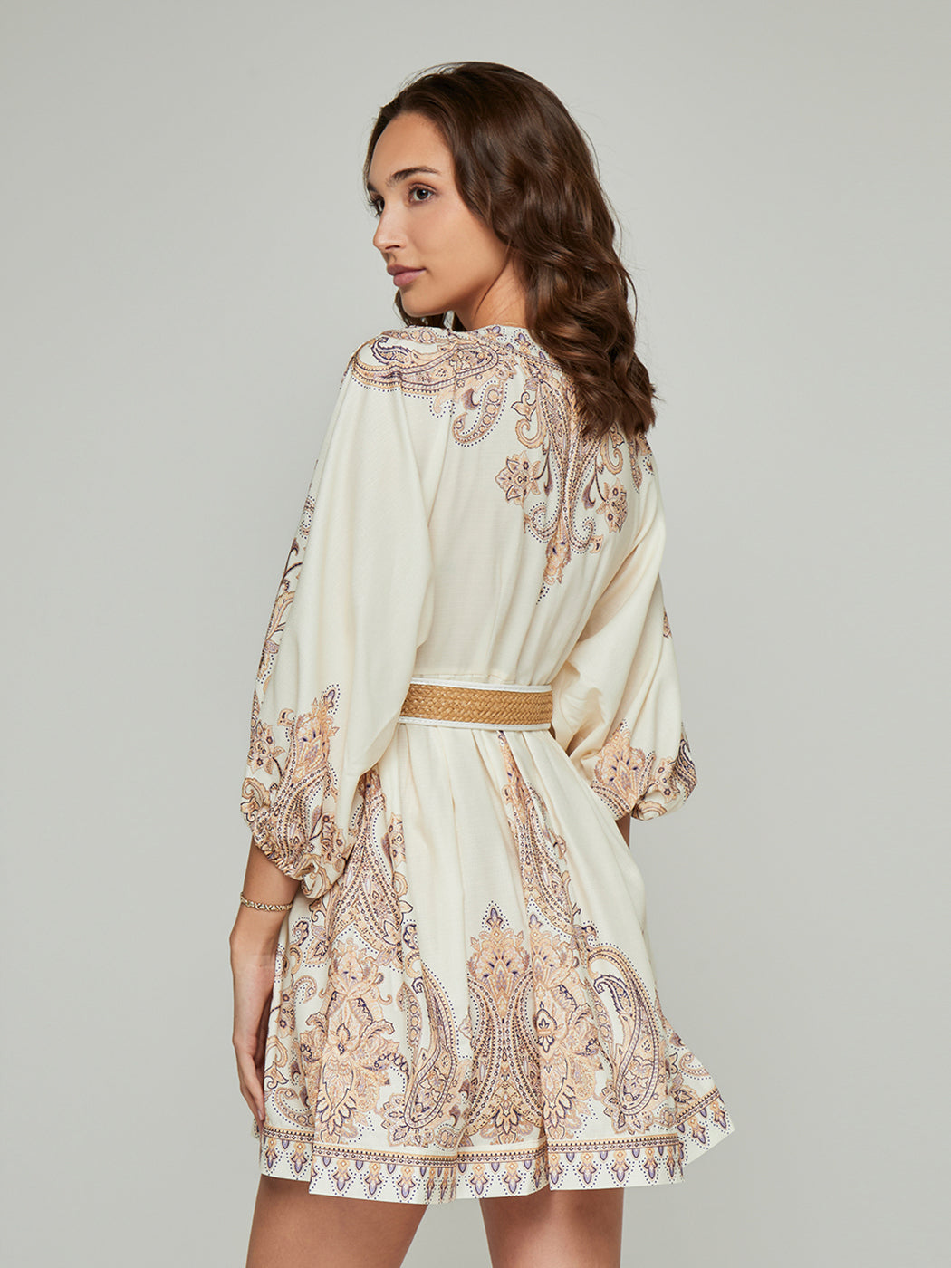 Connie Paisley Print V-Neck Mini Dress