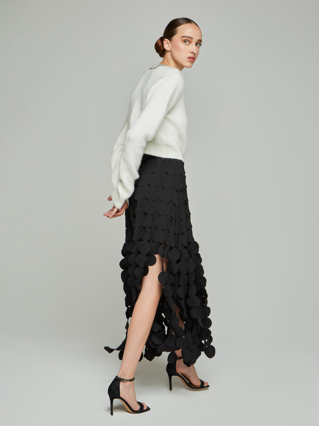 Carla Embellished Collar Cardigan in white
