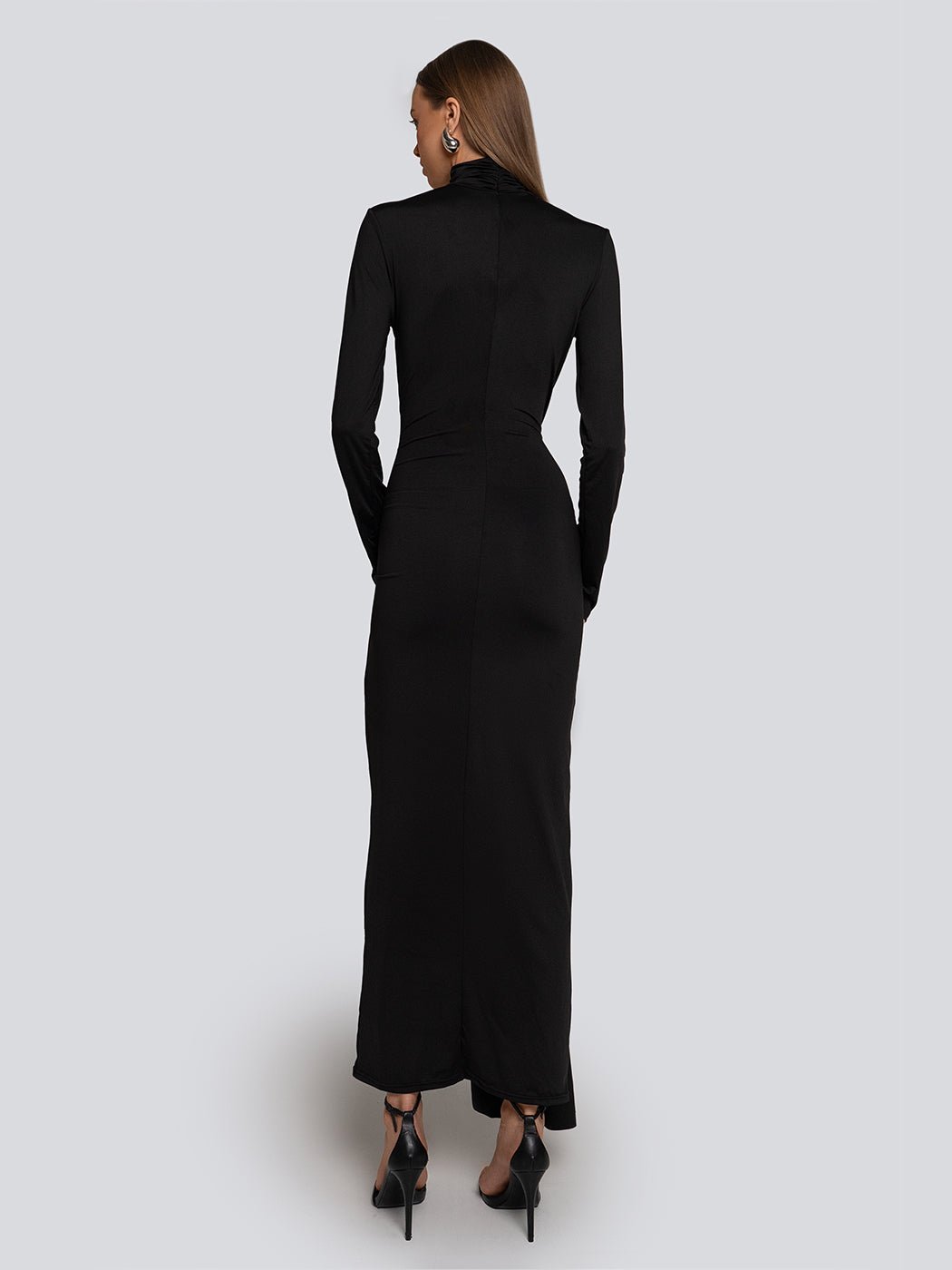 Abigail Gathered Long Sleeve Turtleneck Maxi Dress - Glory Connection