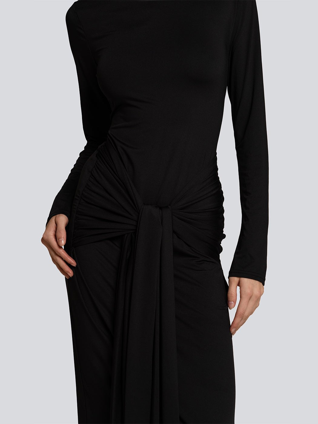 Abigail Gathered Long Sleeve Turtleneck Maxi Dress - Glory Connection