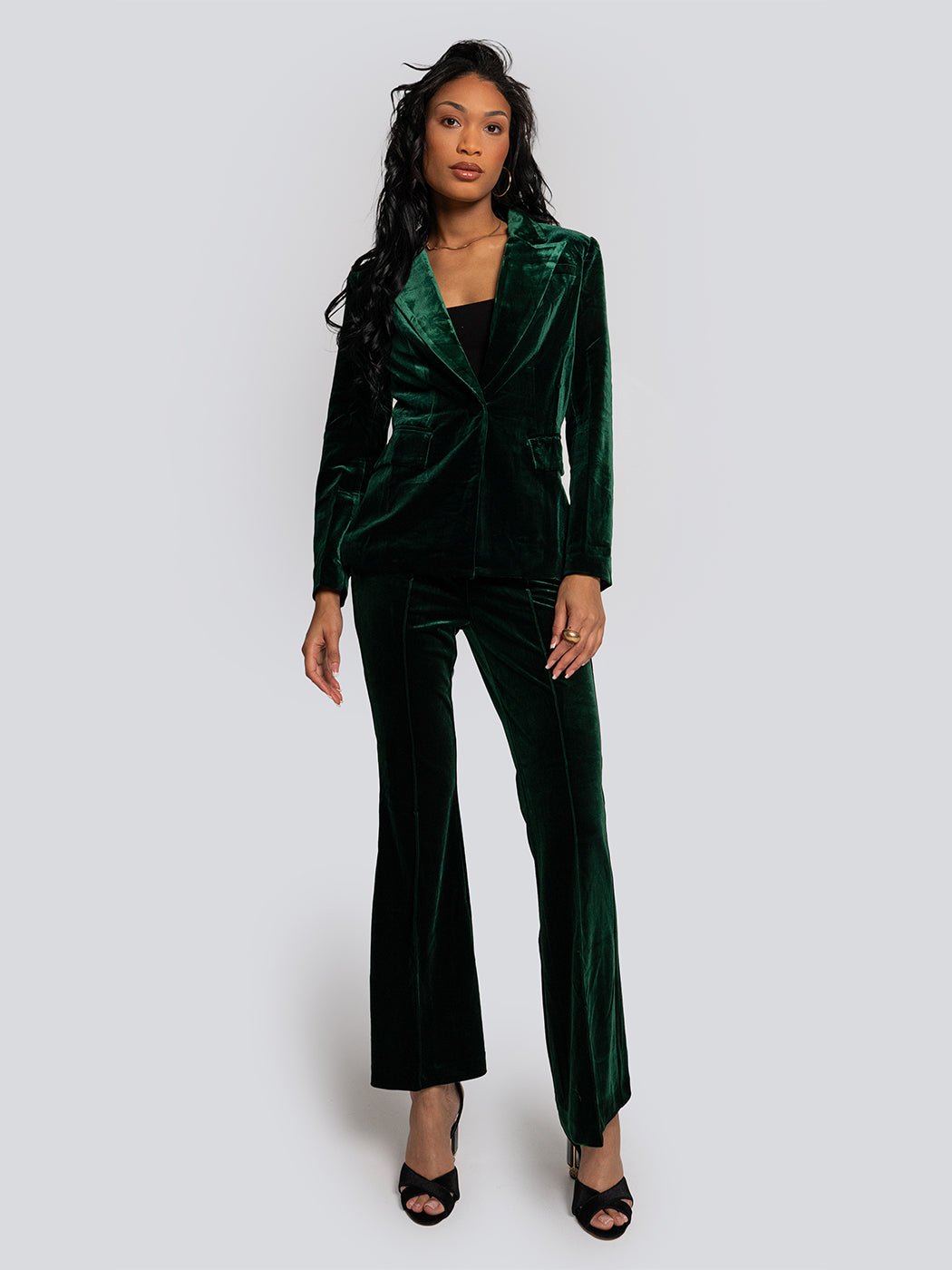 Alicia Velvet Tailored Blazer & Flare Pants Set - Glory Connection