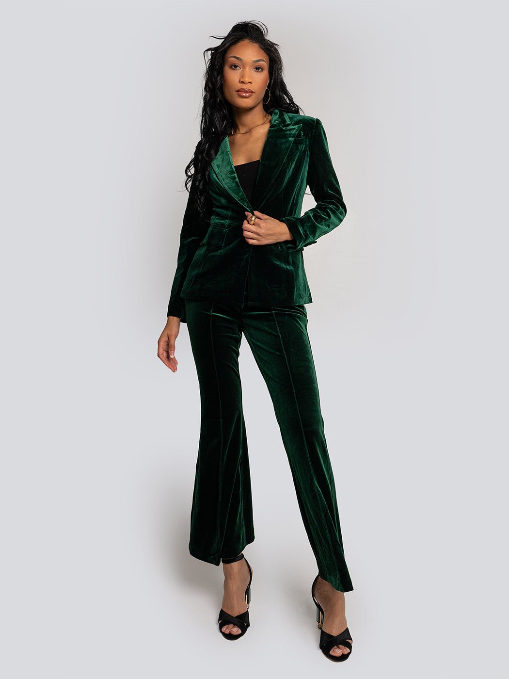 Alicia Velvet Tailored Blazer & Flare Pants Set - Glory Connection