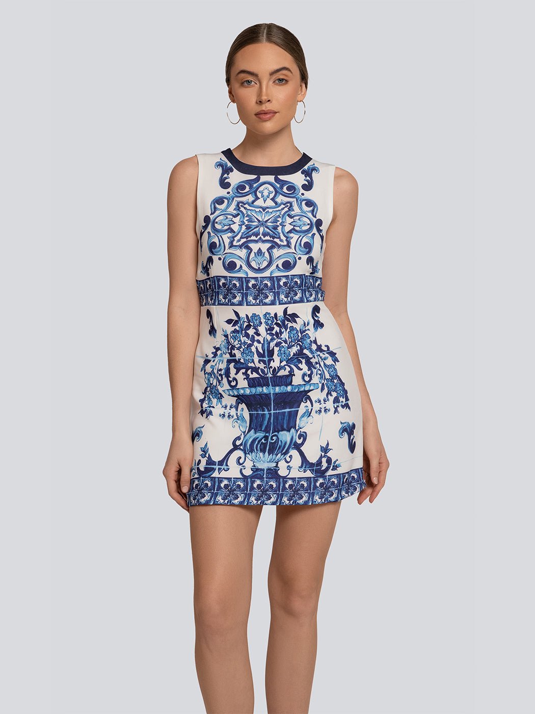 Ana Porcelain Print Mini Dress - Glory Connection