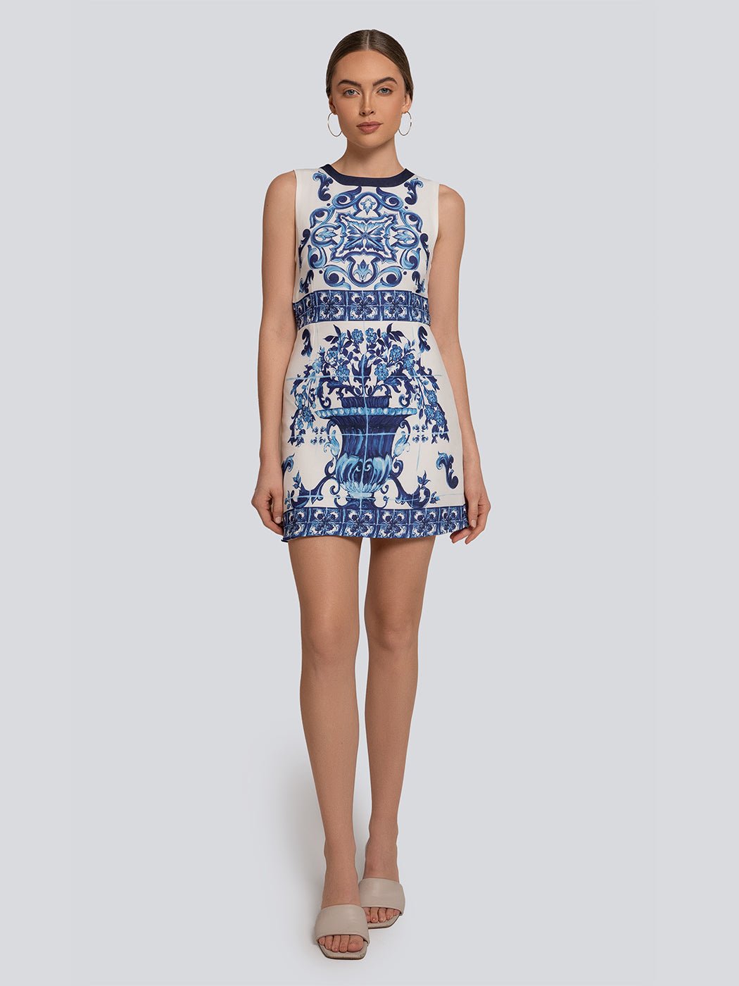 Ana Porcelain Print Mini Dress - Glory Connection