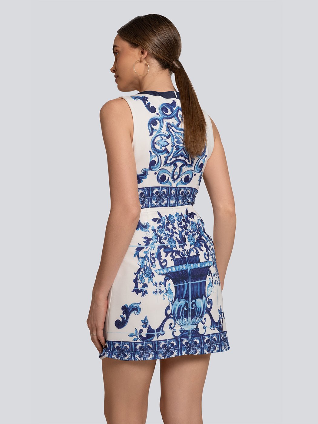 Ana Porcelain Print Mini Dress - Glory Connection