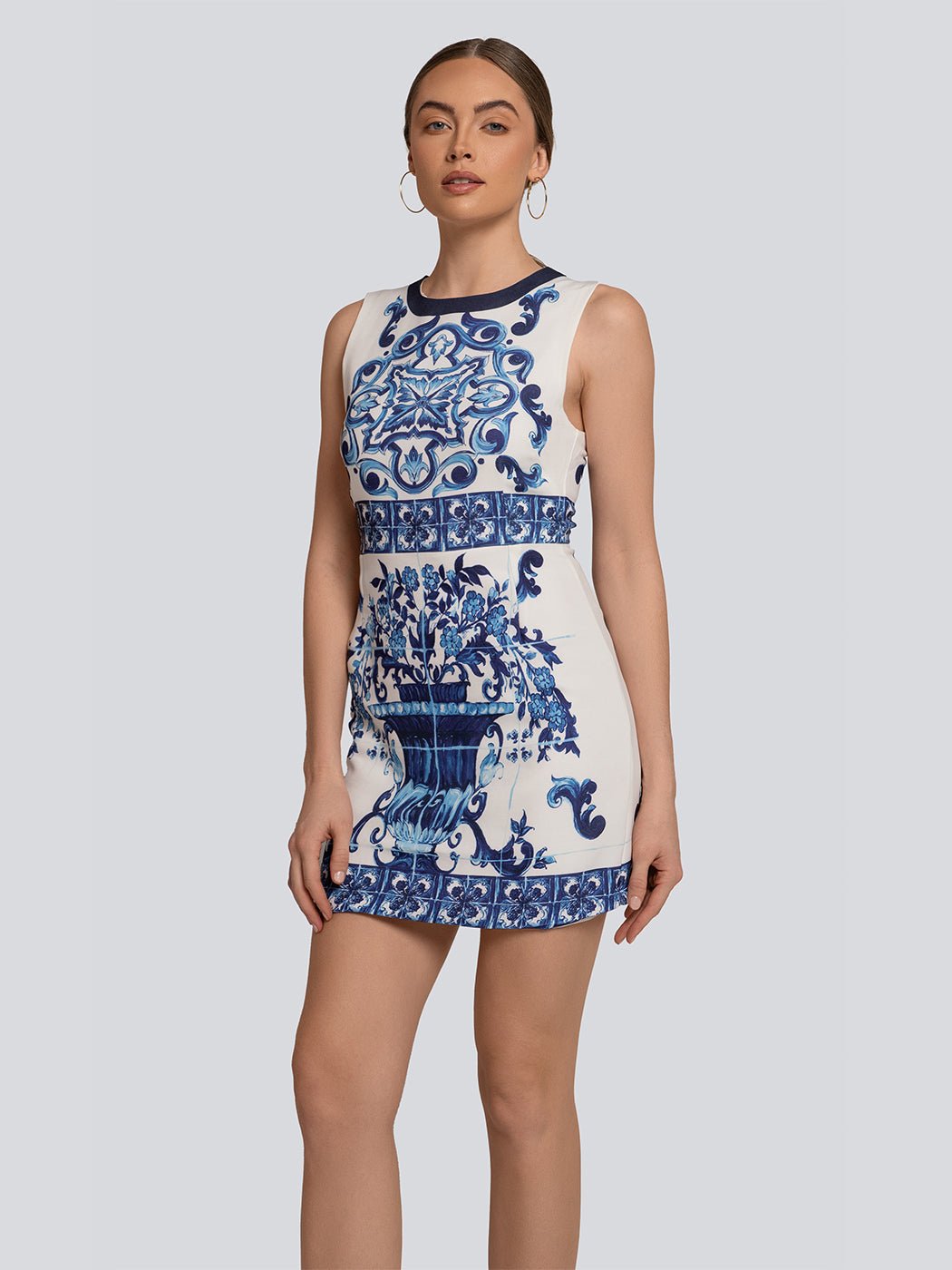 Ana Porcelain Print Mini Dress - Glory Connection