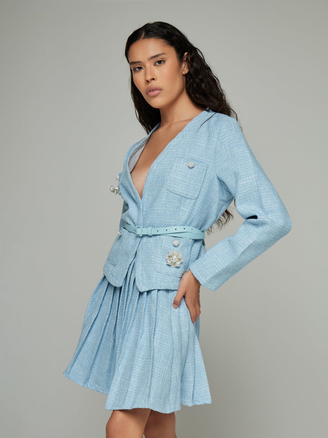 Anastacia Tailored Blazer & Pleat Midi Skirt Set - Glory Connection