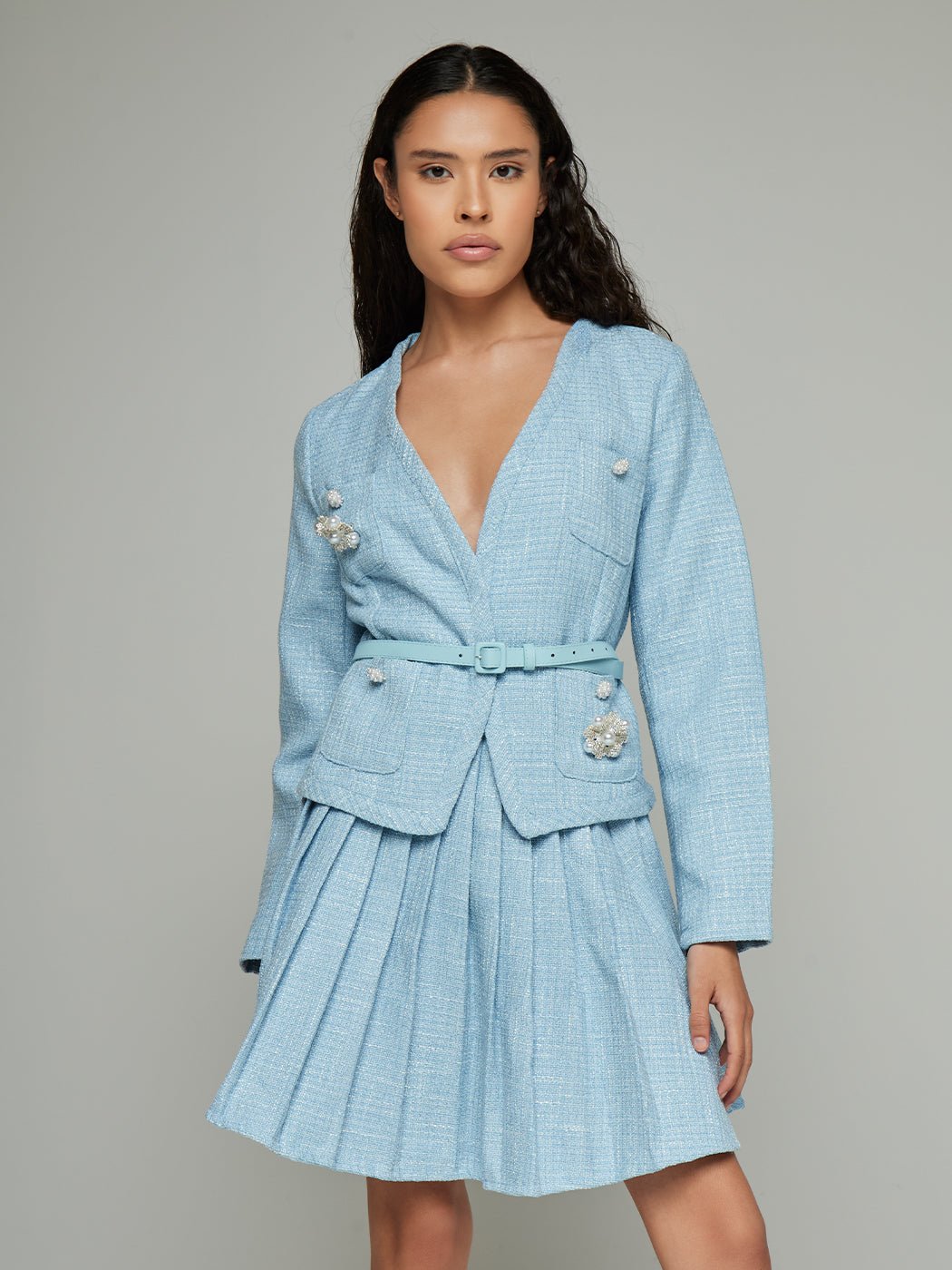 Anastacia Tailored Blazer & Pleat Midi Skirt Set - Glory Connection
