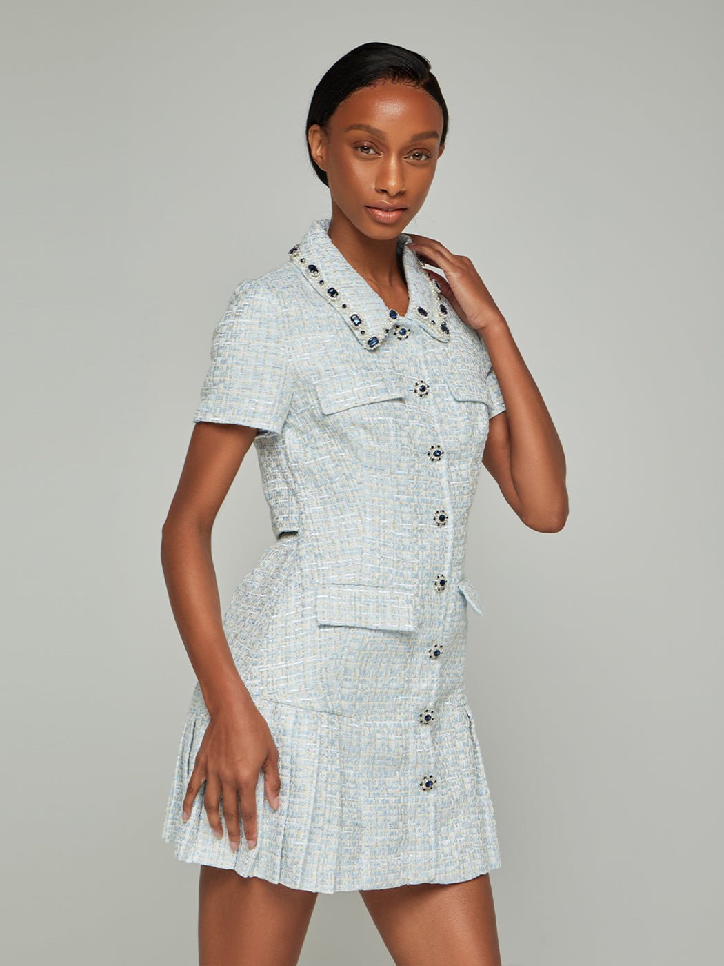 Audrey Lapel Embellished Mini Dress - Glory Connection