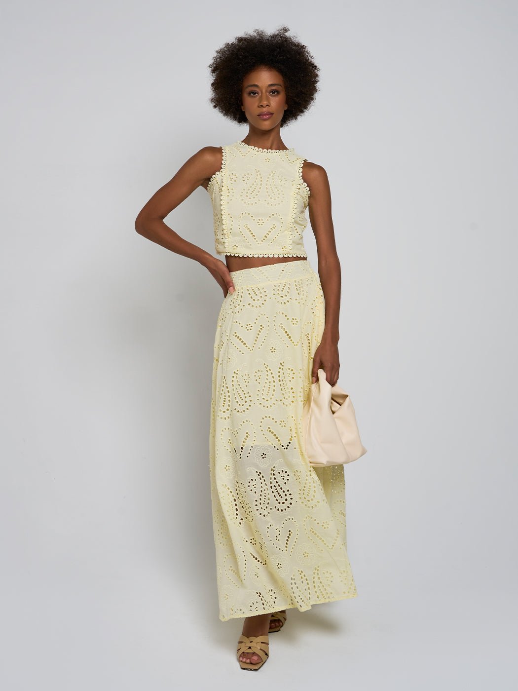 Aurelie Eyelet Crop Top & Maxi Skirt Set - Glory Connection
