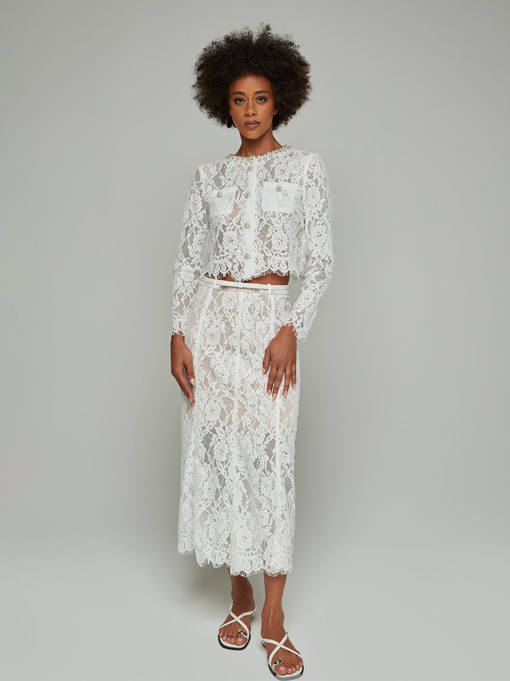 Ayleen Lace Blouse & Midi Skirt Set - Glory Connection