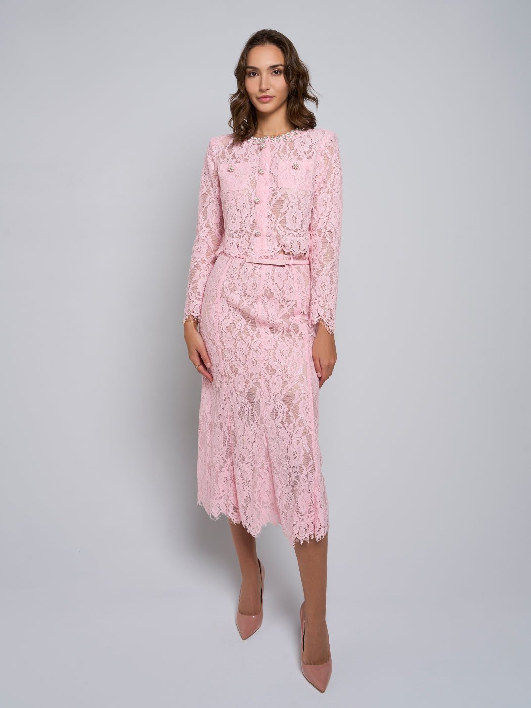 Ayleen Lace Blouse & Midi Skirt Set - Glory Connection