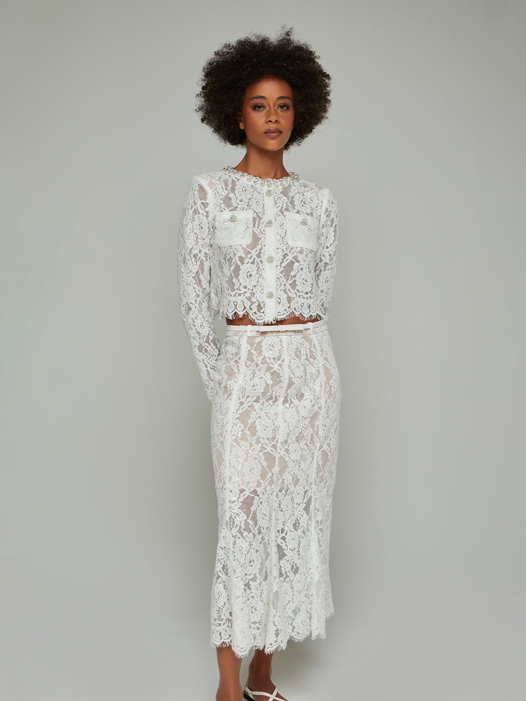 Ayleen Lace Blouse & Midi Skirt Set - Glory Connection