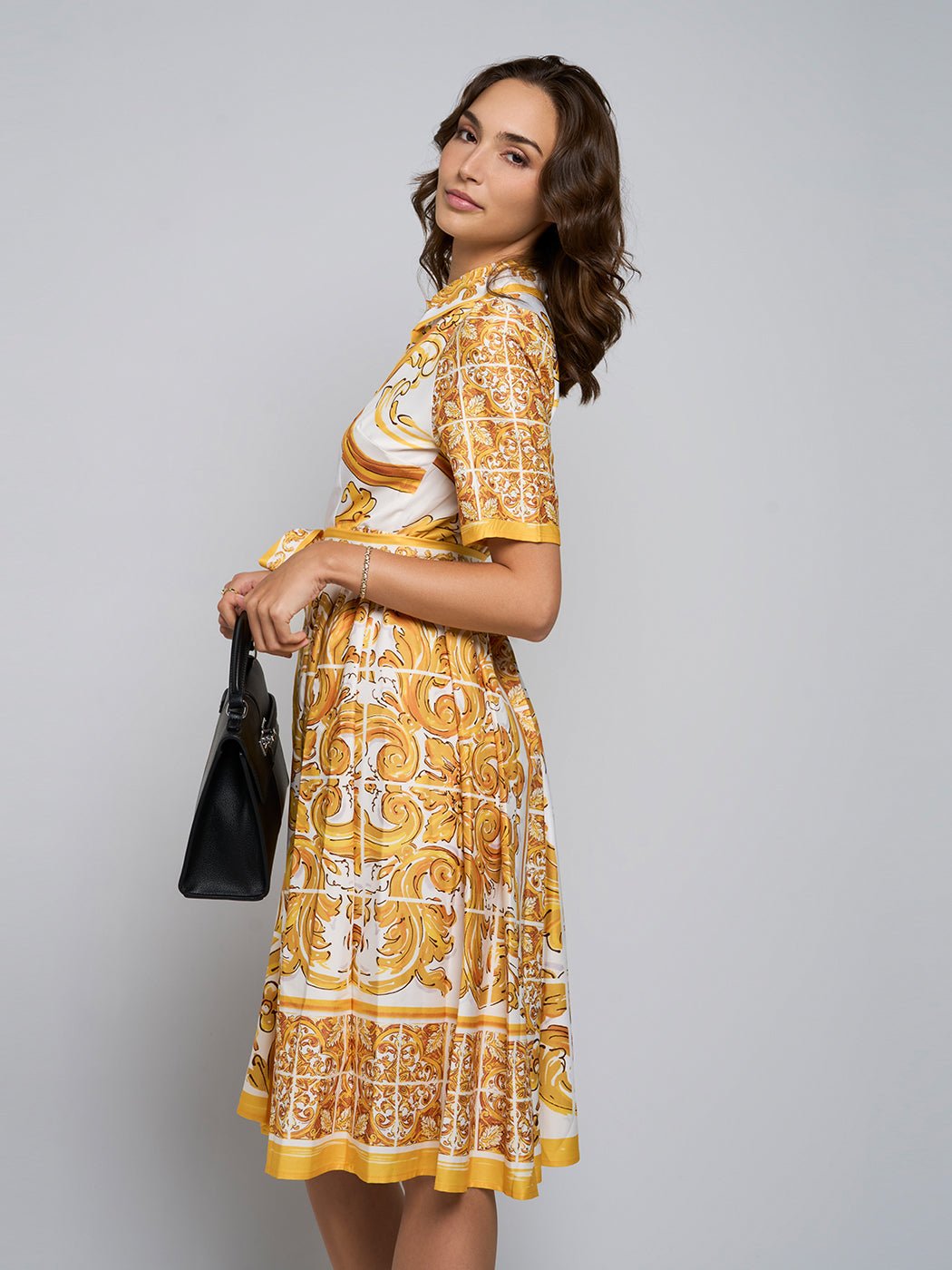 Bettie Paisley Pleated Midi Dress - Glory Connection