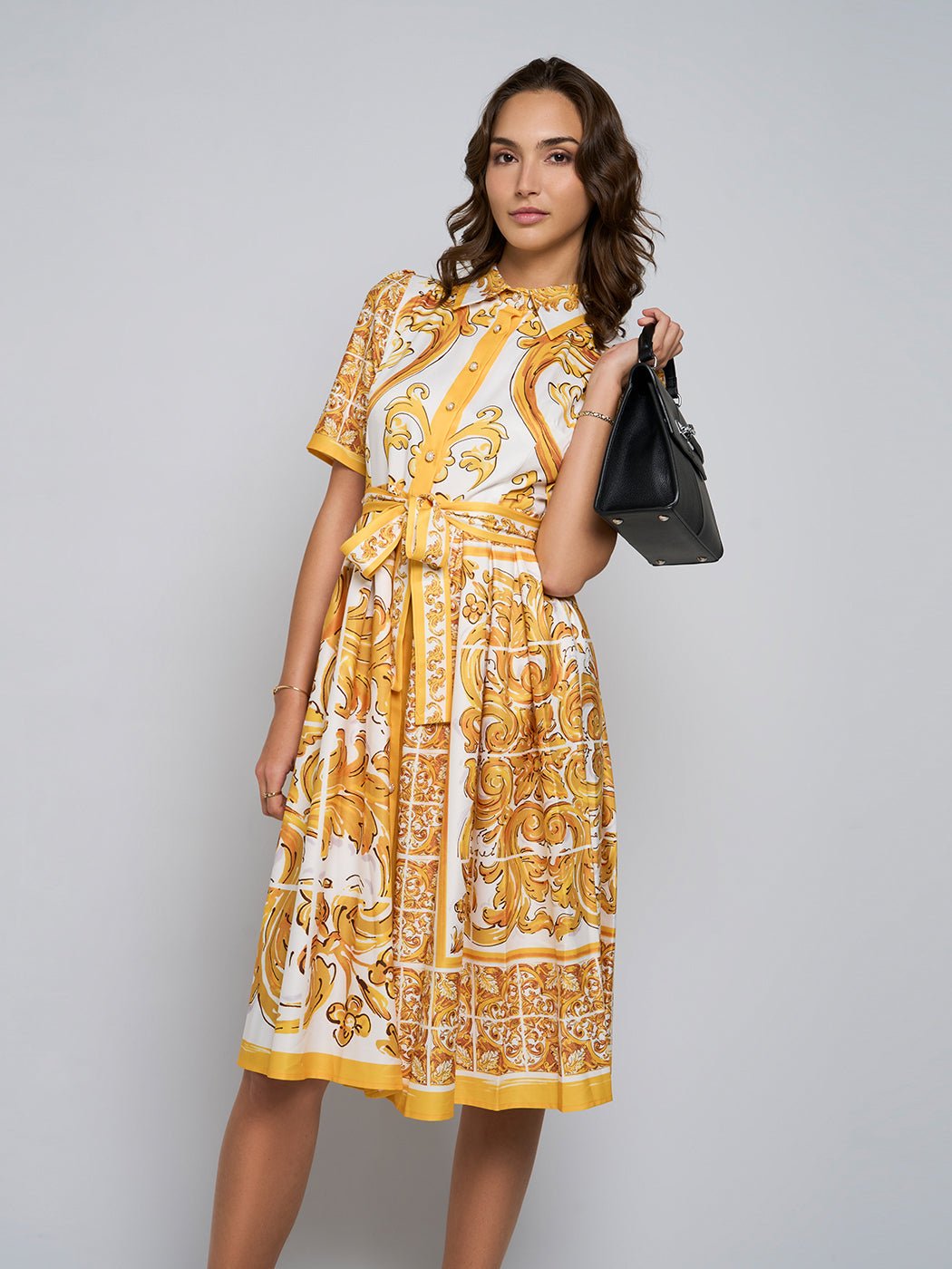 Bettie Paisley Pleated Midi Dress - Glory Connection