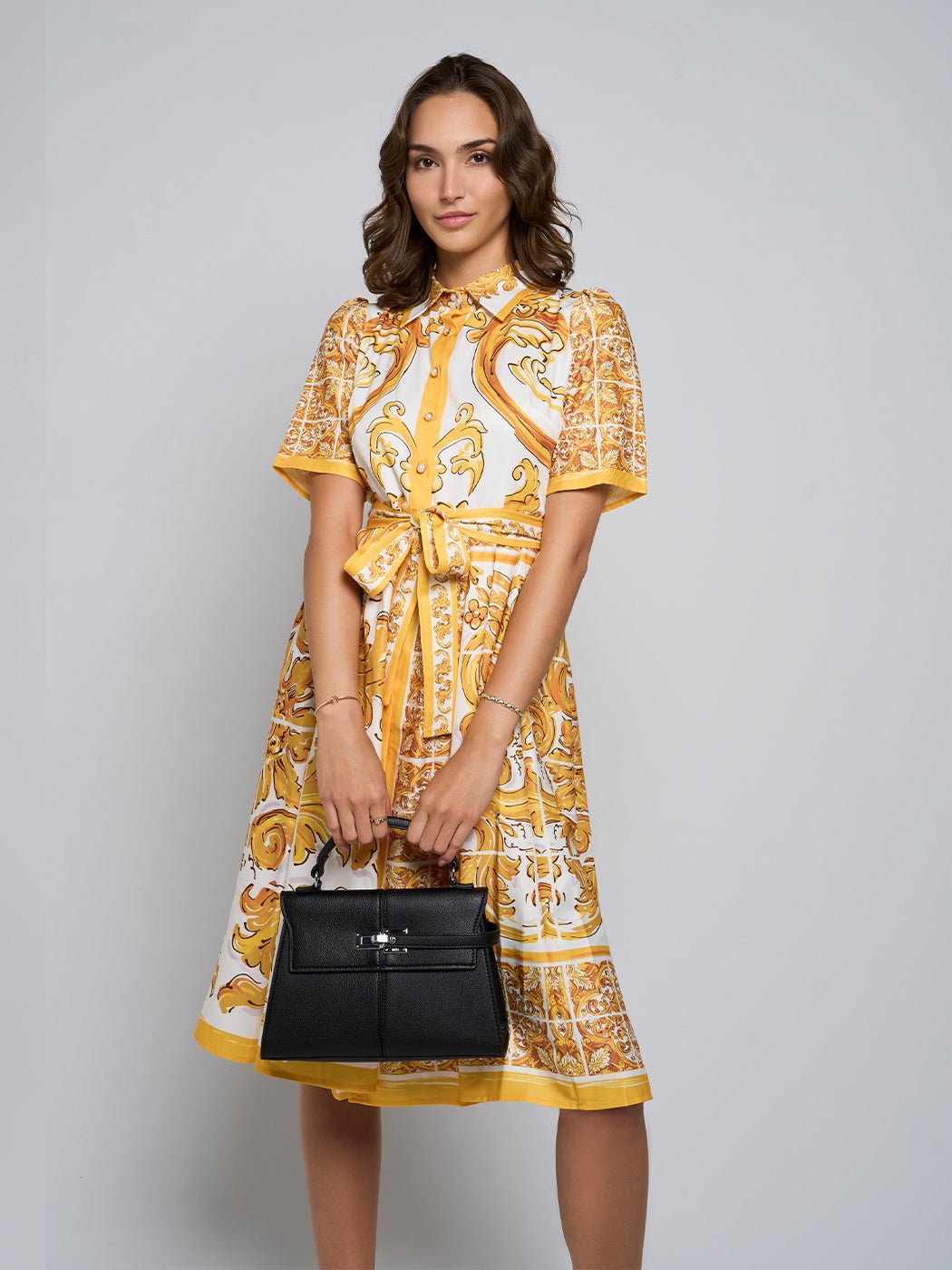 Bettie Paisley Pleated Midi Dress - Glory Connection