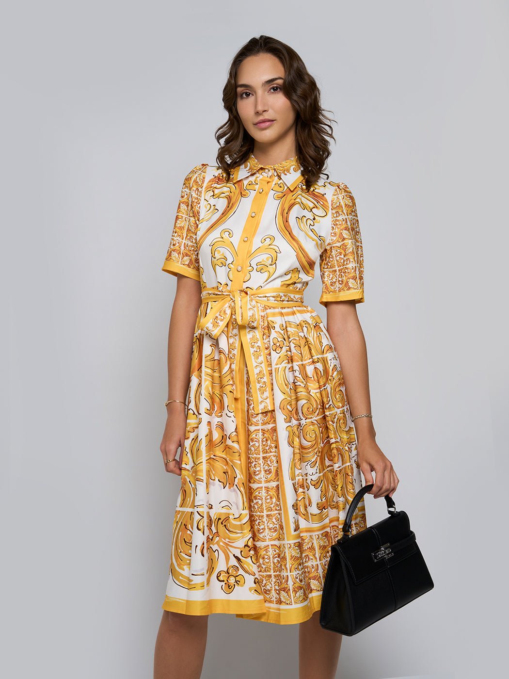 Bettie Paisley Pleated Midi Dress - Glory Connection