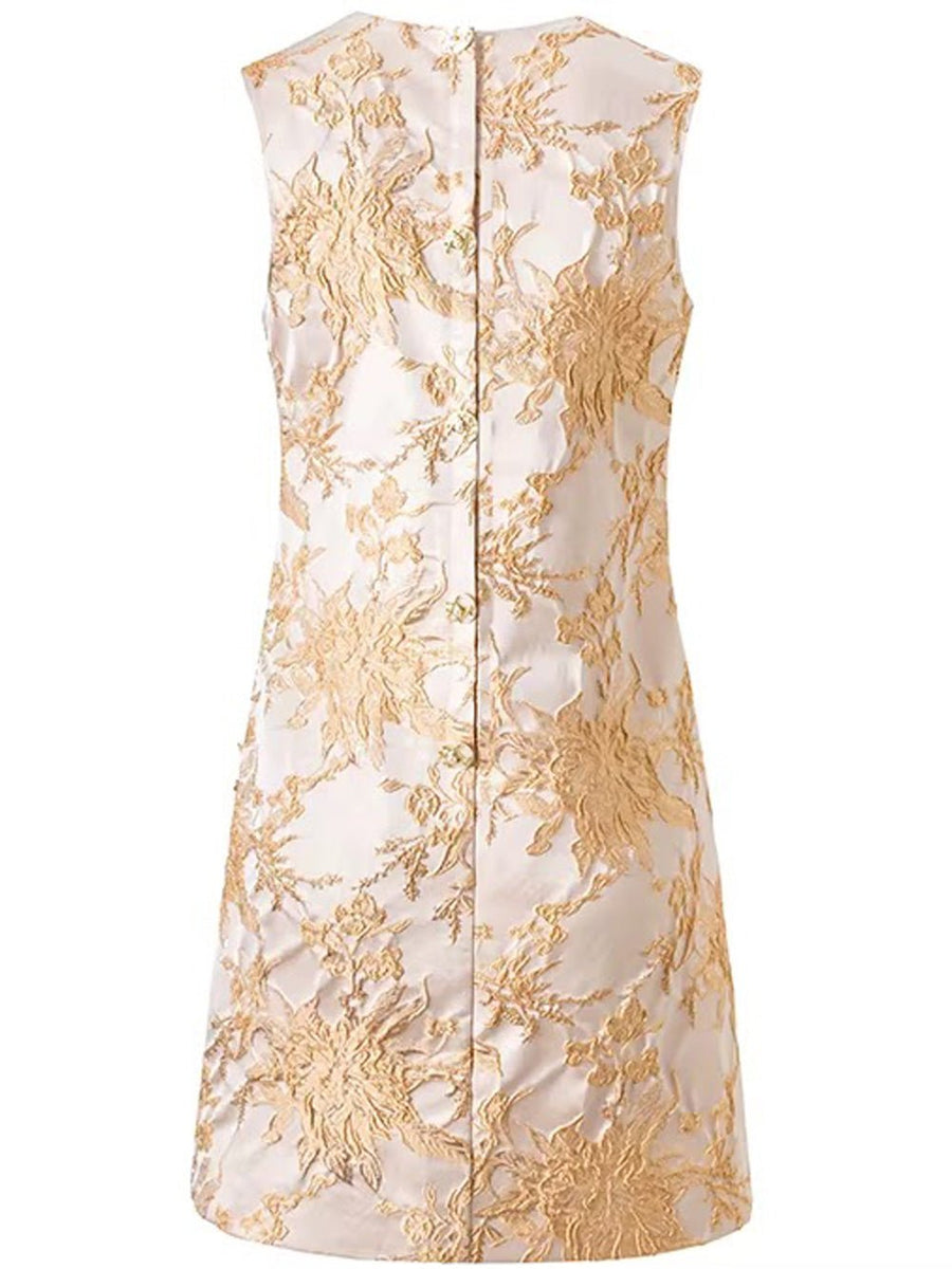 camille gold dress Embellished Floral Mini Wedding dress with