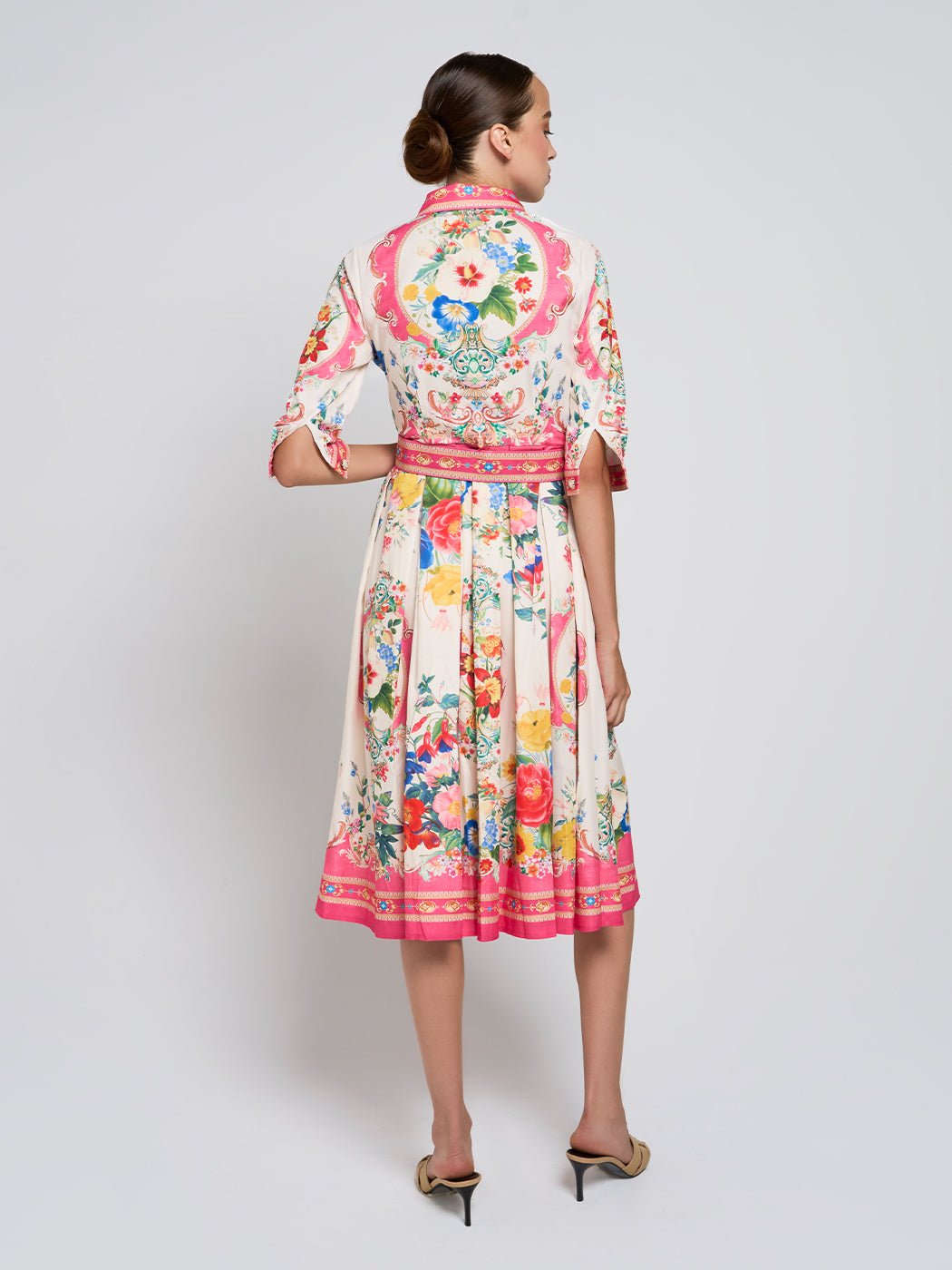 Celeste Lapel Buttoned Floral Midi Dress - Glory Connection