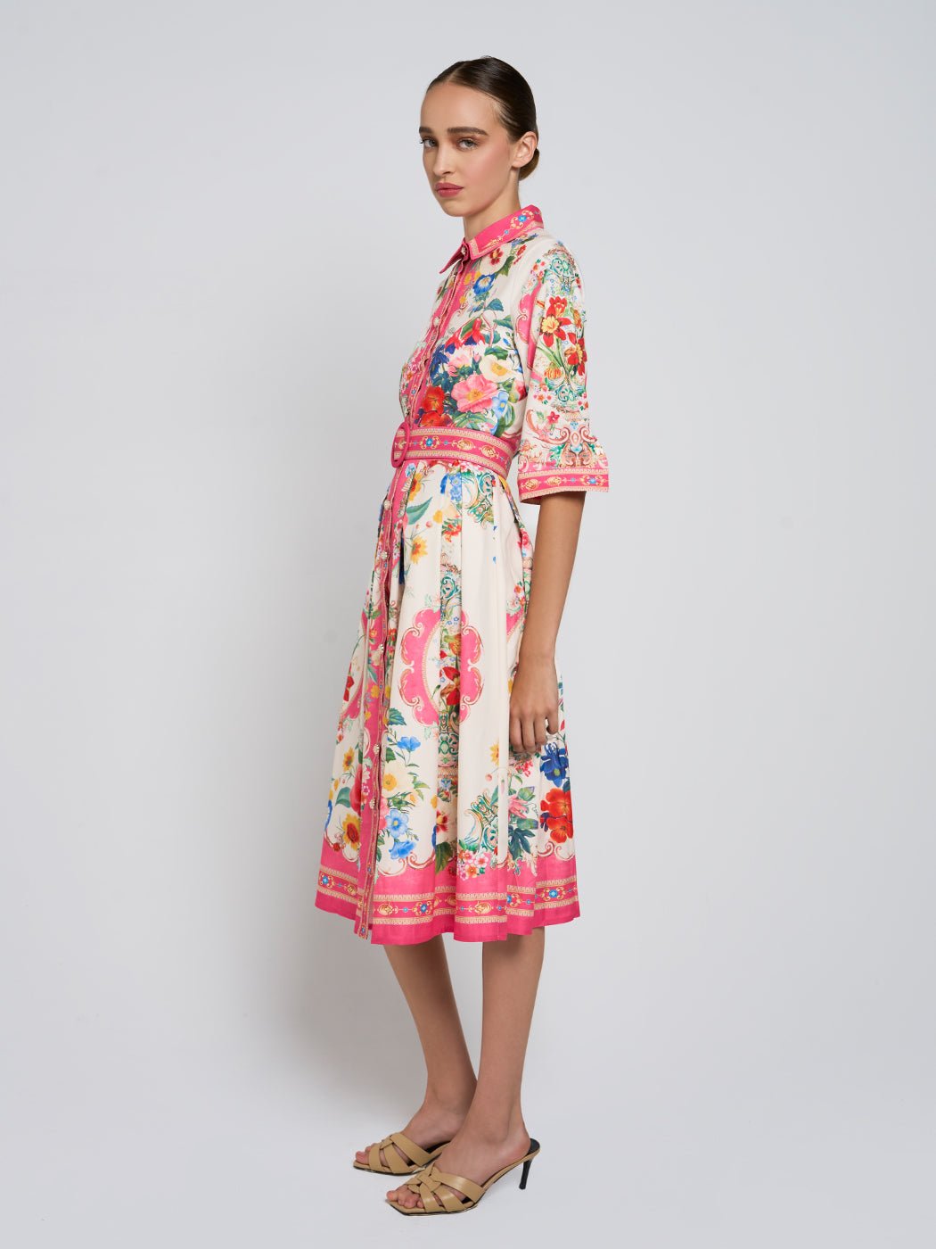 Celeste Lapel Buttoned Floral Midi Dress - Glory Connection