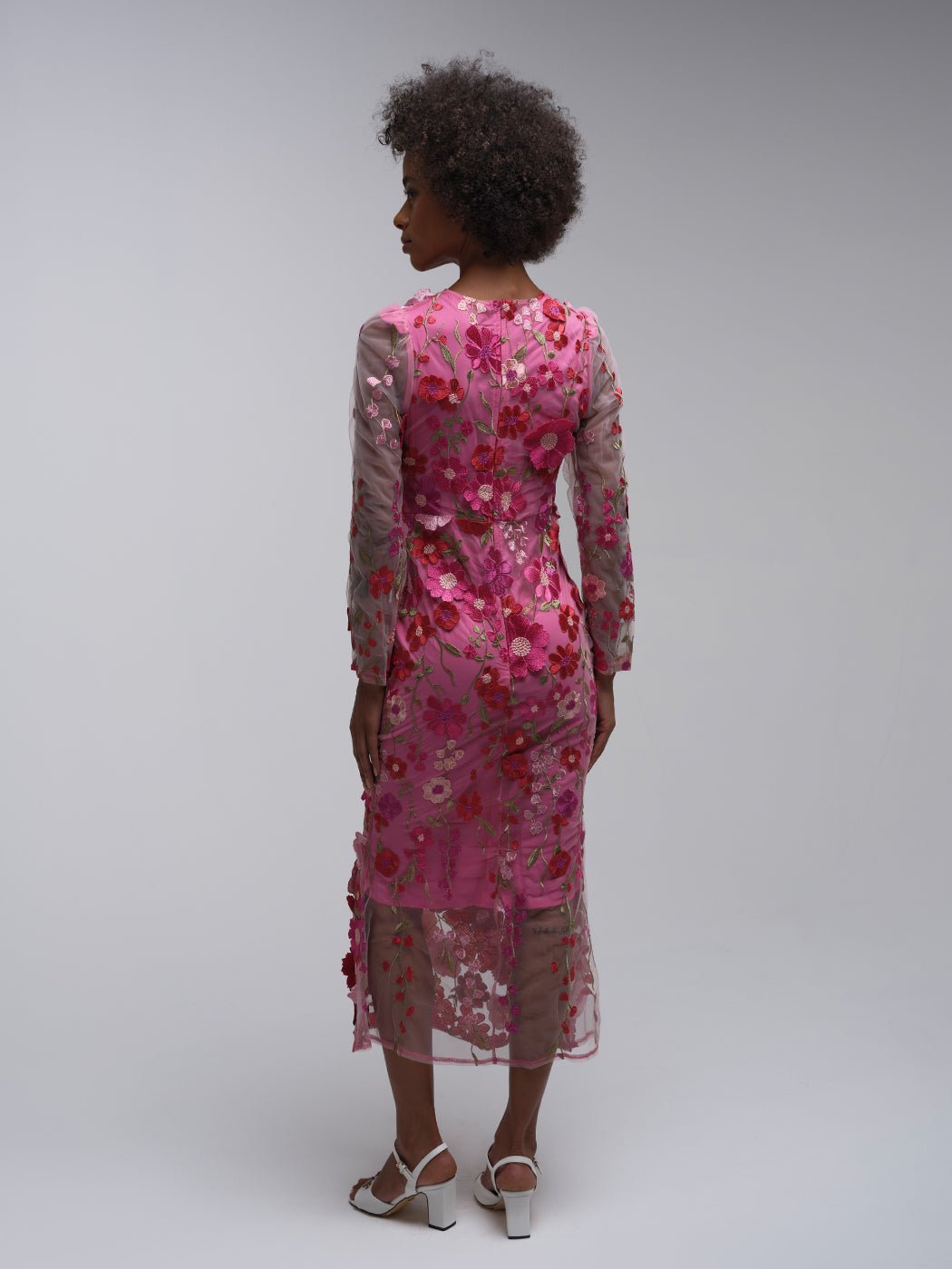 Dahlia Lace Floral Mesh Midi Dress - Glory Connection