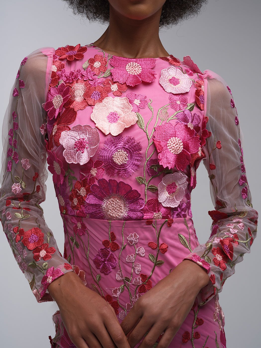 Dahlia Lace Floral Mesh Midi Dress - Glory Connection