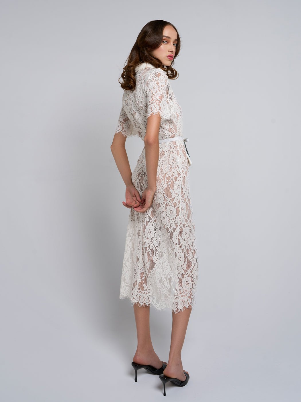 Dana Buttoned Lace Midi Dress - Glory Connection