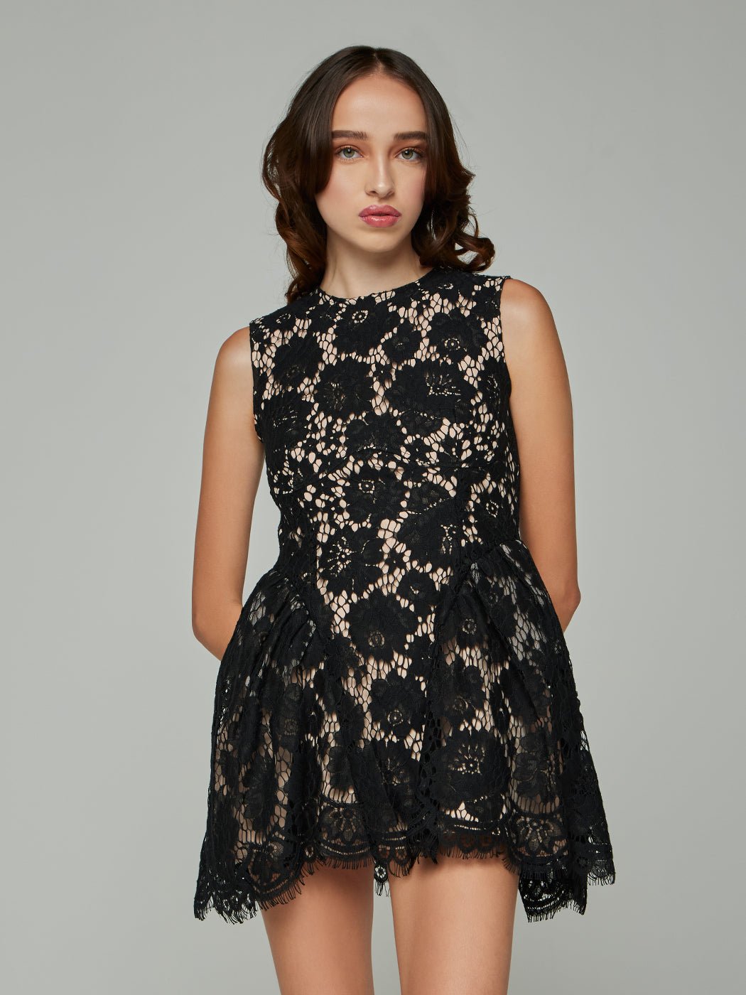 Demetria Sleeveless Lace Mini Dress - Glory Connection