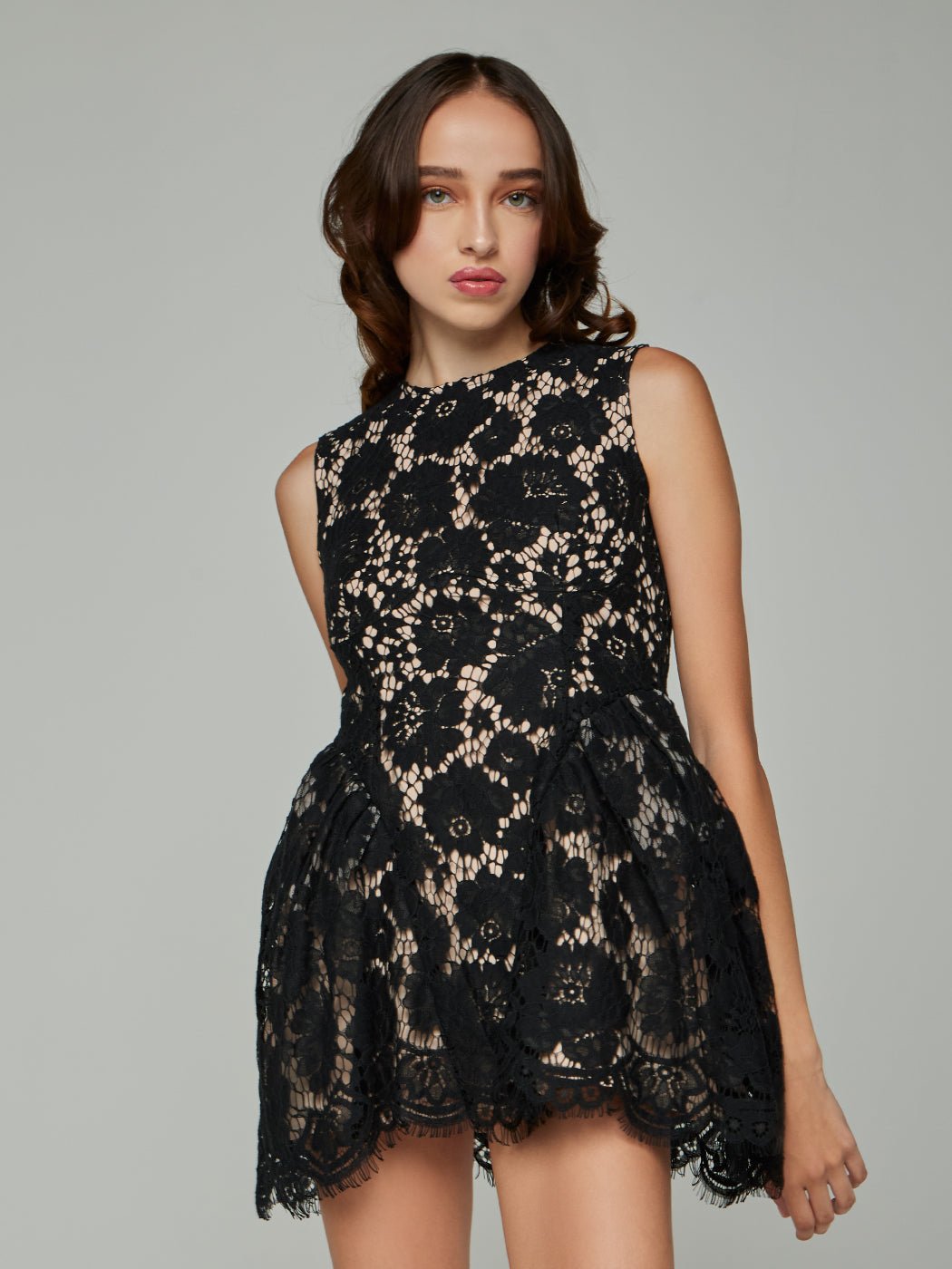 Demetria Sleeveless Lace Mini Dress - Glory Connection