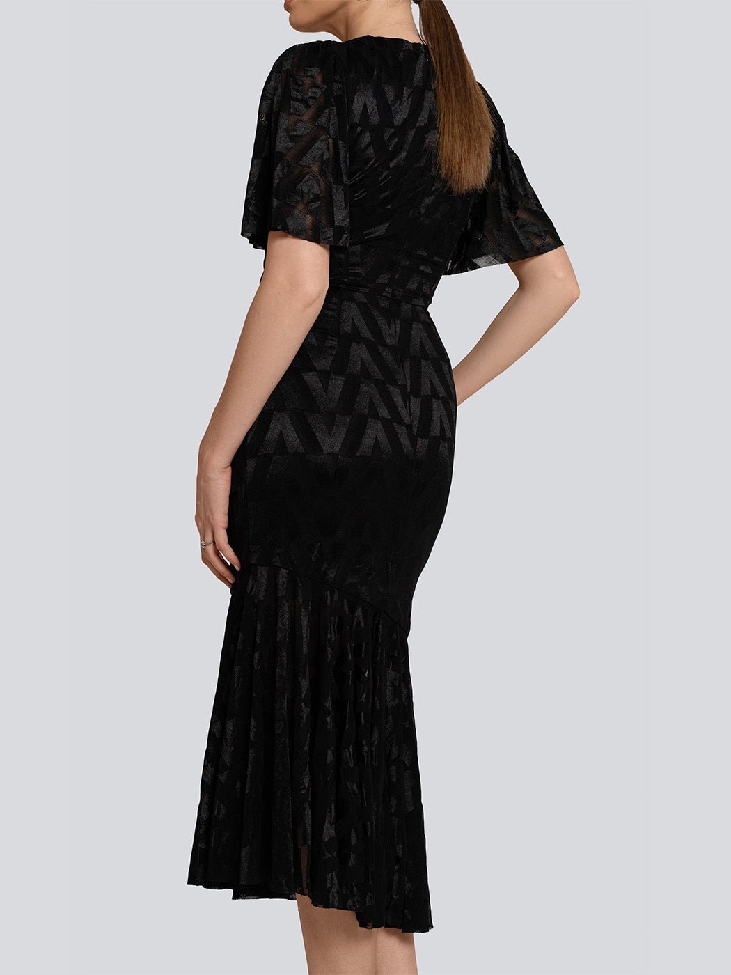 Diana Velvet Geometric Belted V Neck Maxi Dress - Glory Connection
