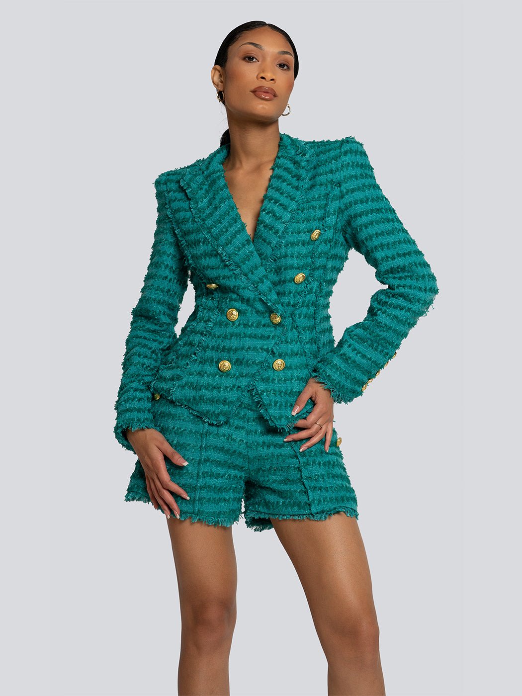 Faith Fringe Detail Double-Breasted Blazer - Glory Connection