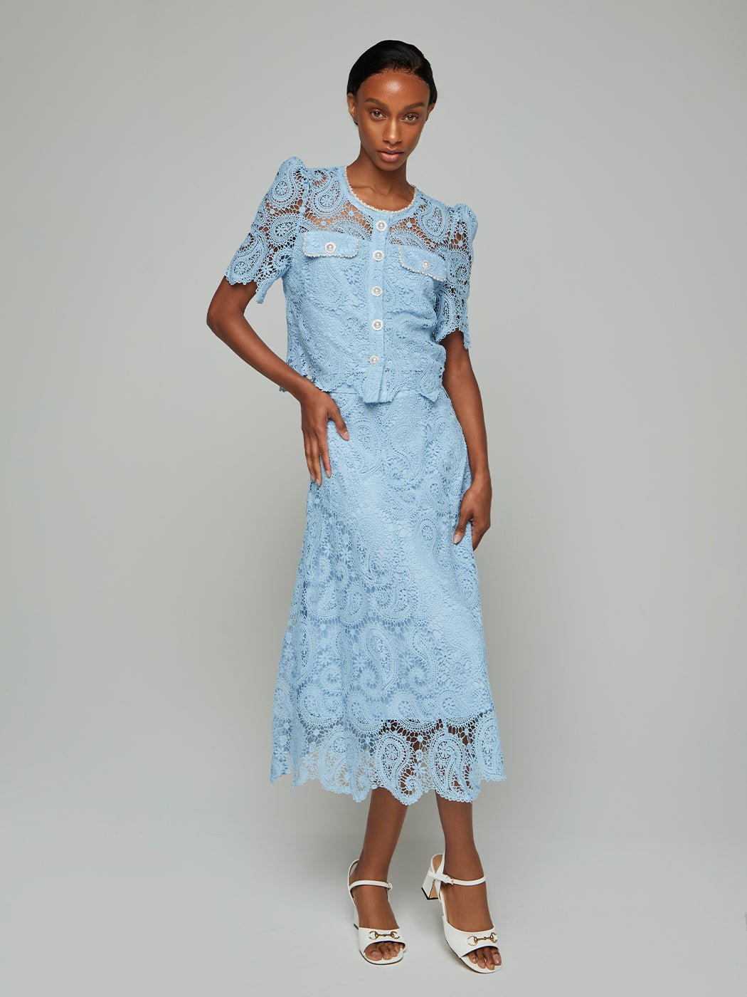 Gemima Paisley Lace Top & Midi Skirt Set - Glory Connection