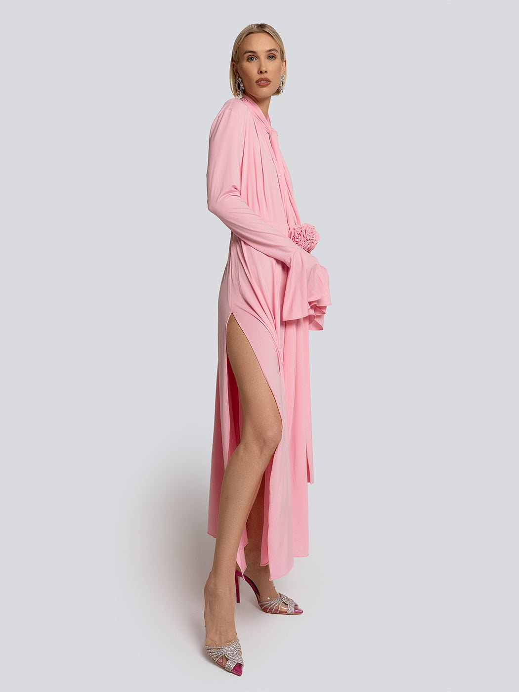 Gena Rose Accent Sheer Long Sleeve Maxi Dress - Glory Connection