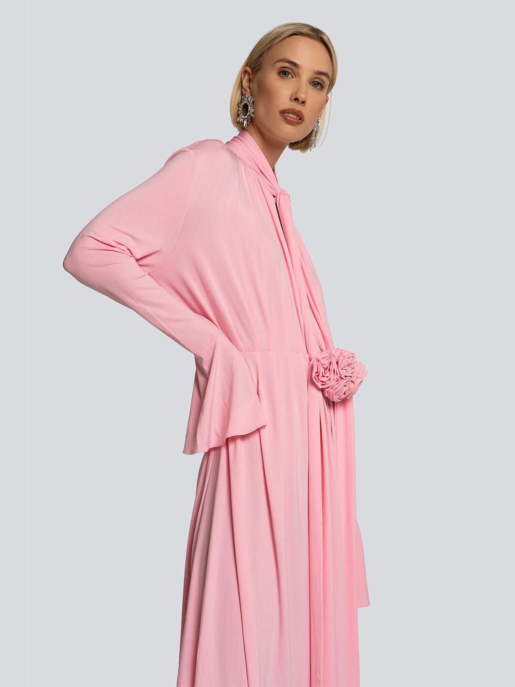 Gena Rose Accent Sheer Long Sleeve Maxi Dress - Glory Connection