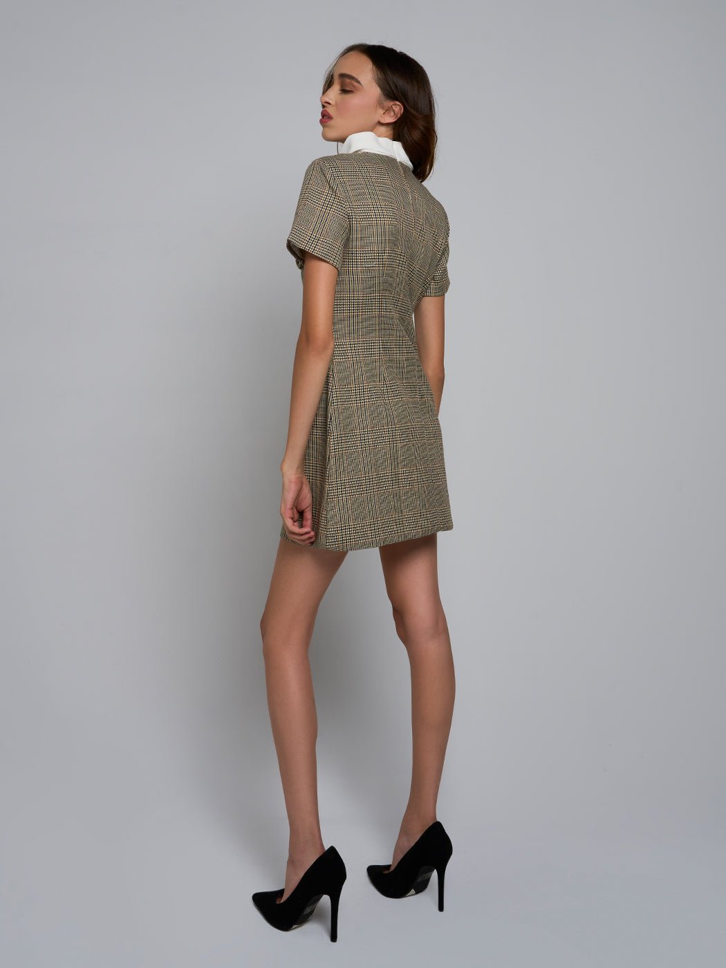Gianna Buttoned Plaid Mini Dress - Glory Connection