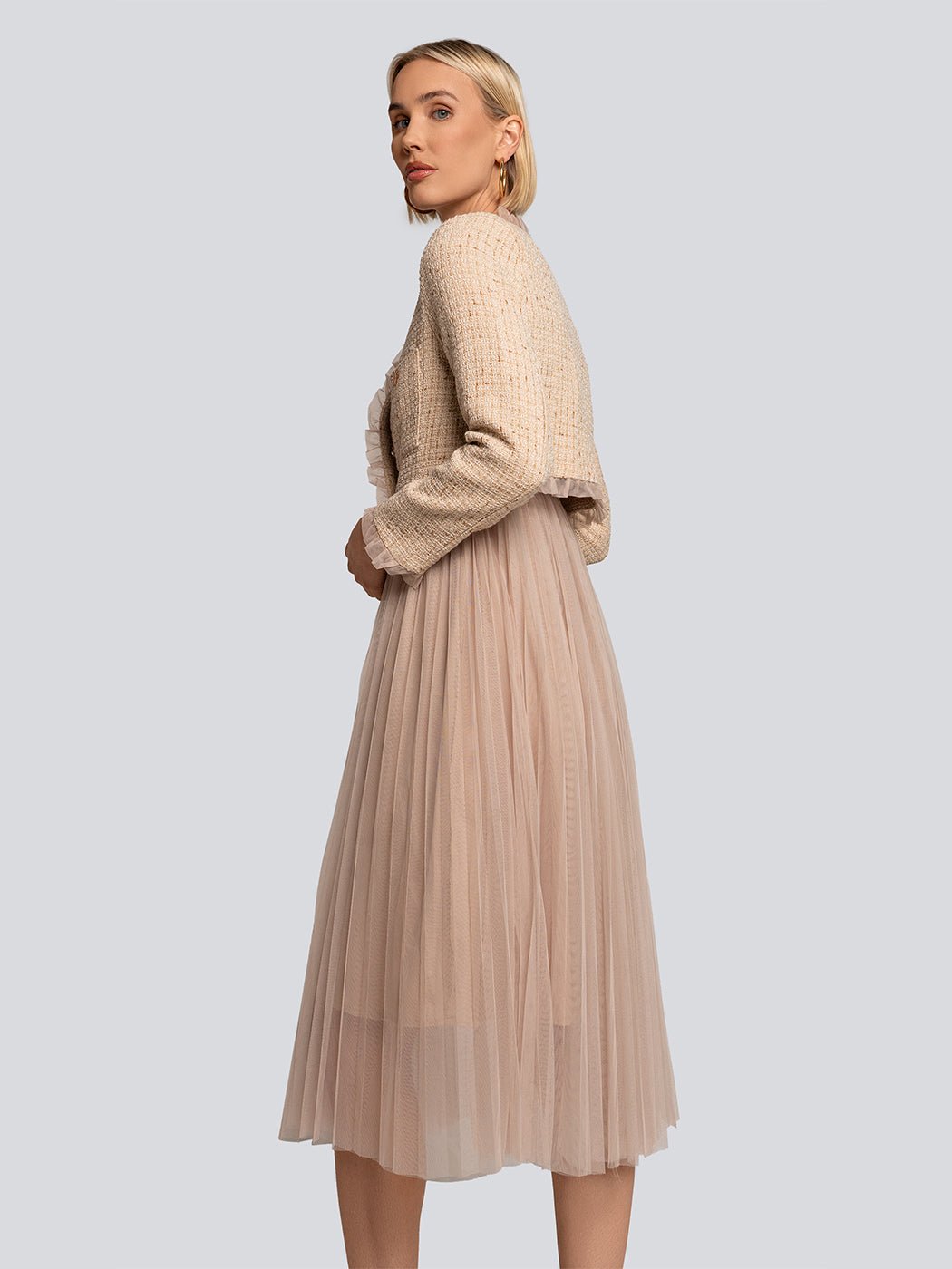 Giselle Tulle Midi Dress & Textured Jacket Set - Glory Connection