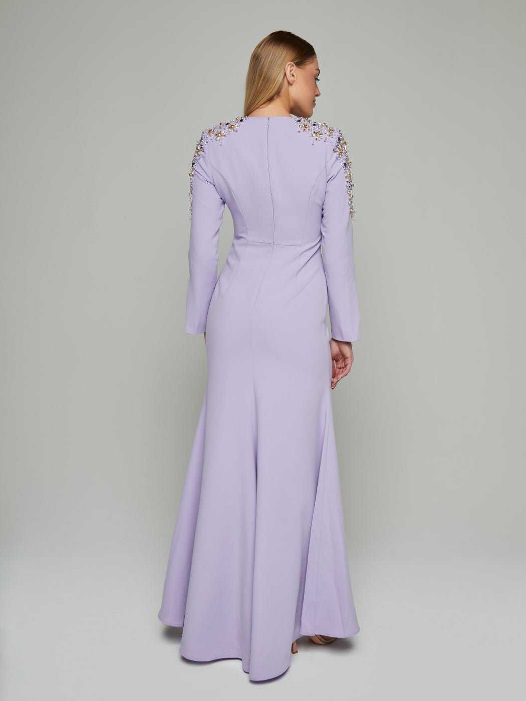 Gretchen Beaded Slit Sleeve Maxi Gown - Glory Connection