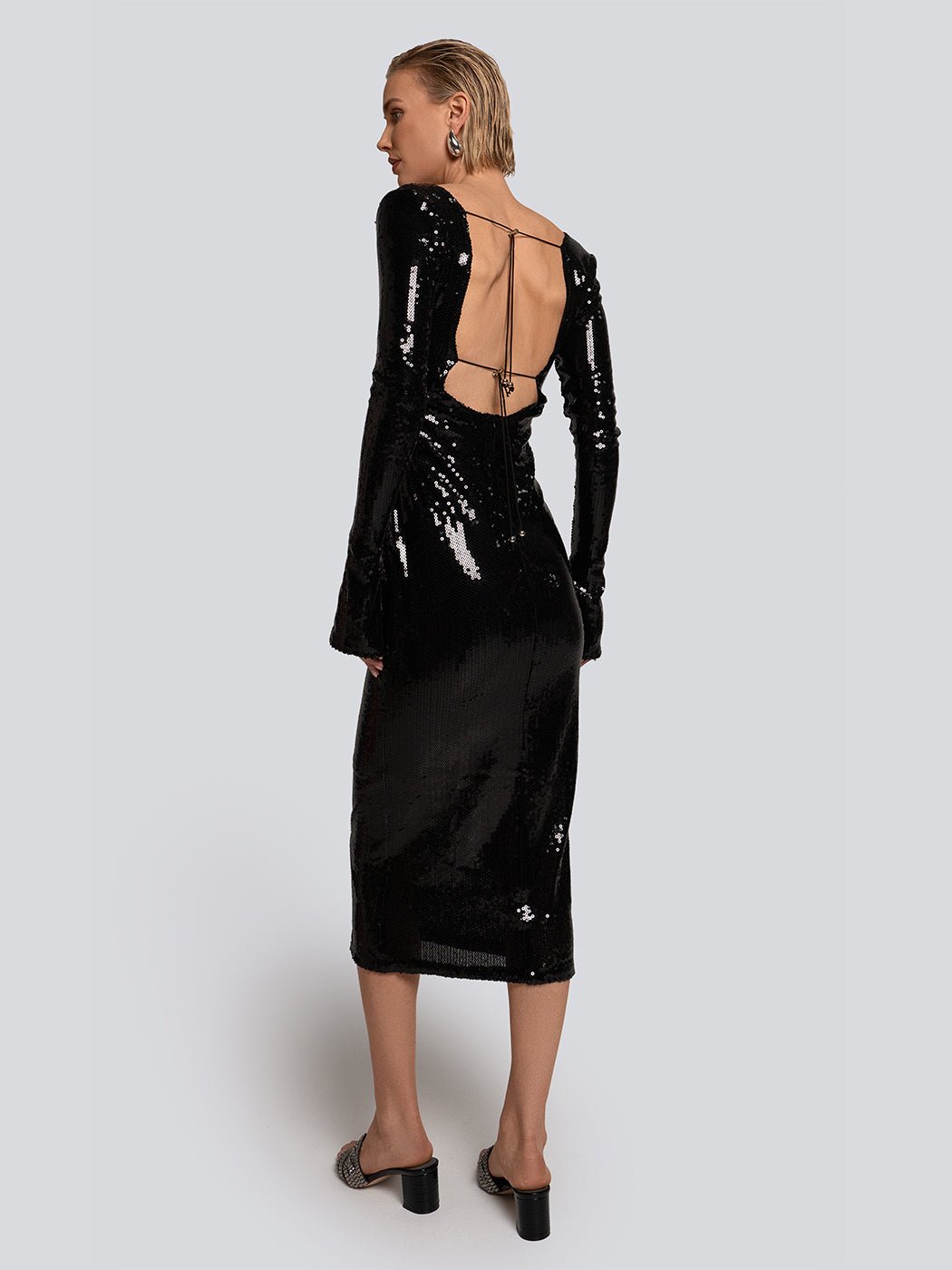 Harlow Cut Out Open Back Sequin Midi Dress - Glory Connection