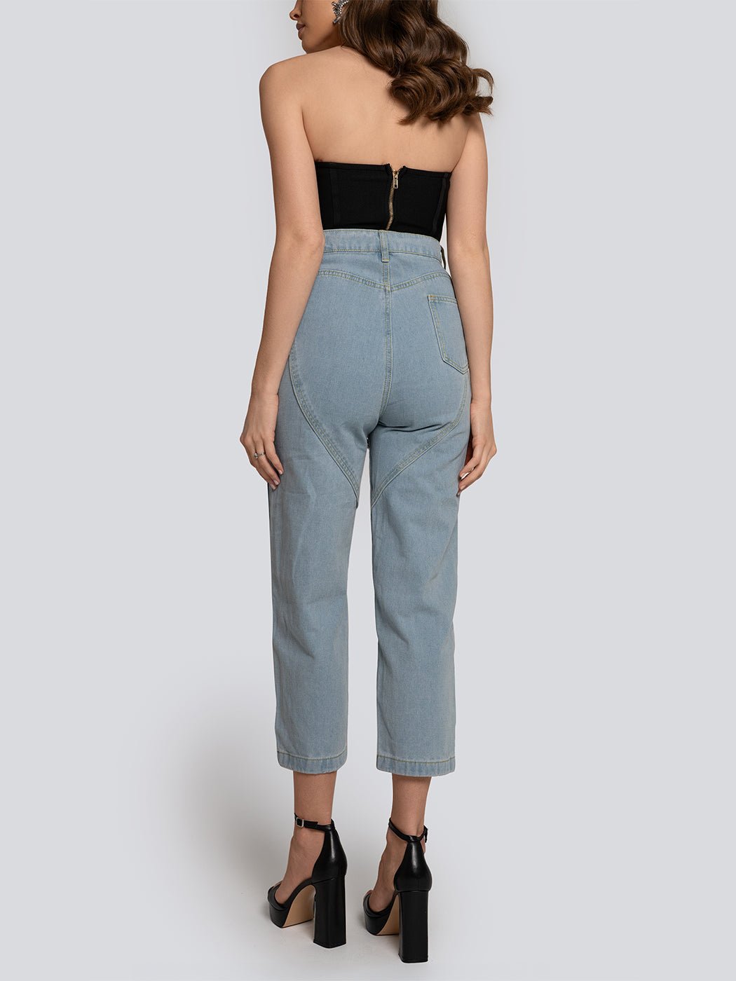 Heidi Stone Embellished Cutout High Rise Straight Leg Jeans - Glory Connection