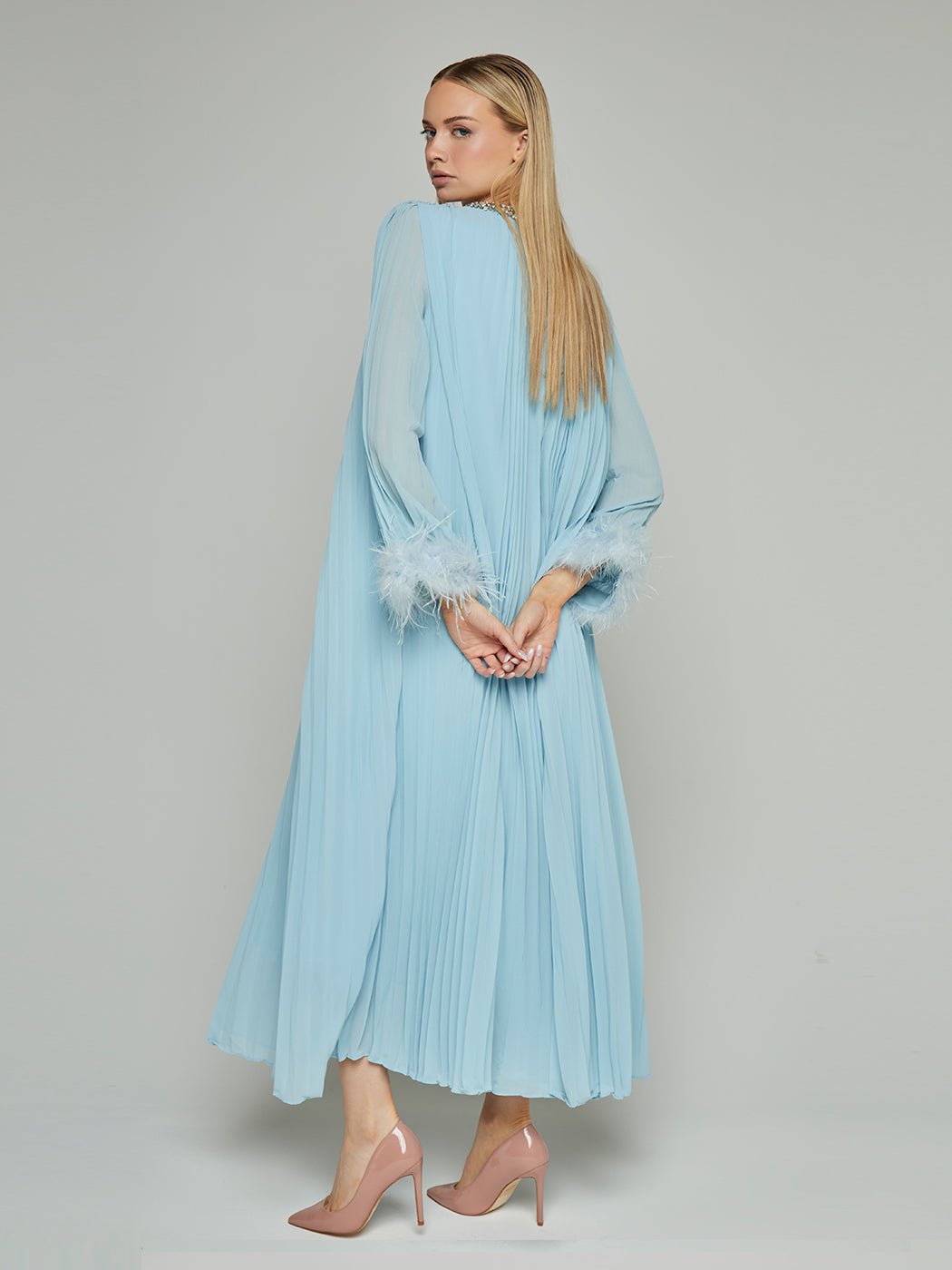 Iman Pleated Feathered Loose Maxi Dress - Glory Connection