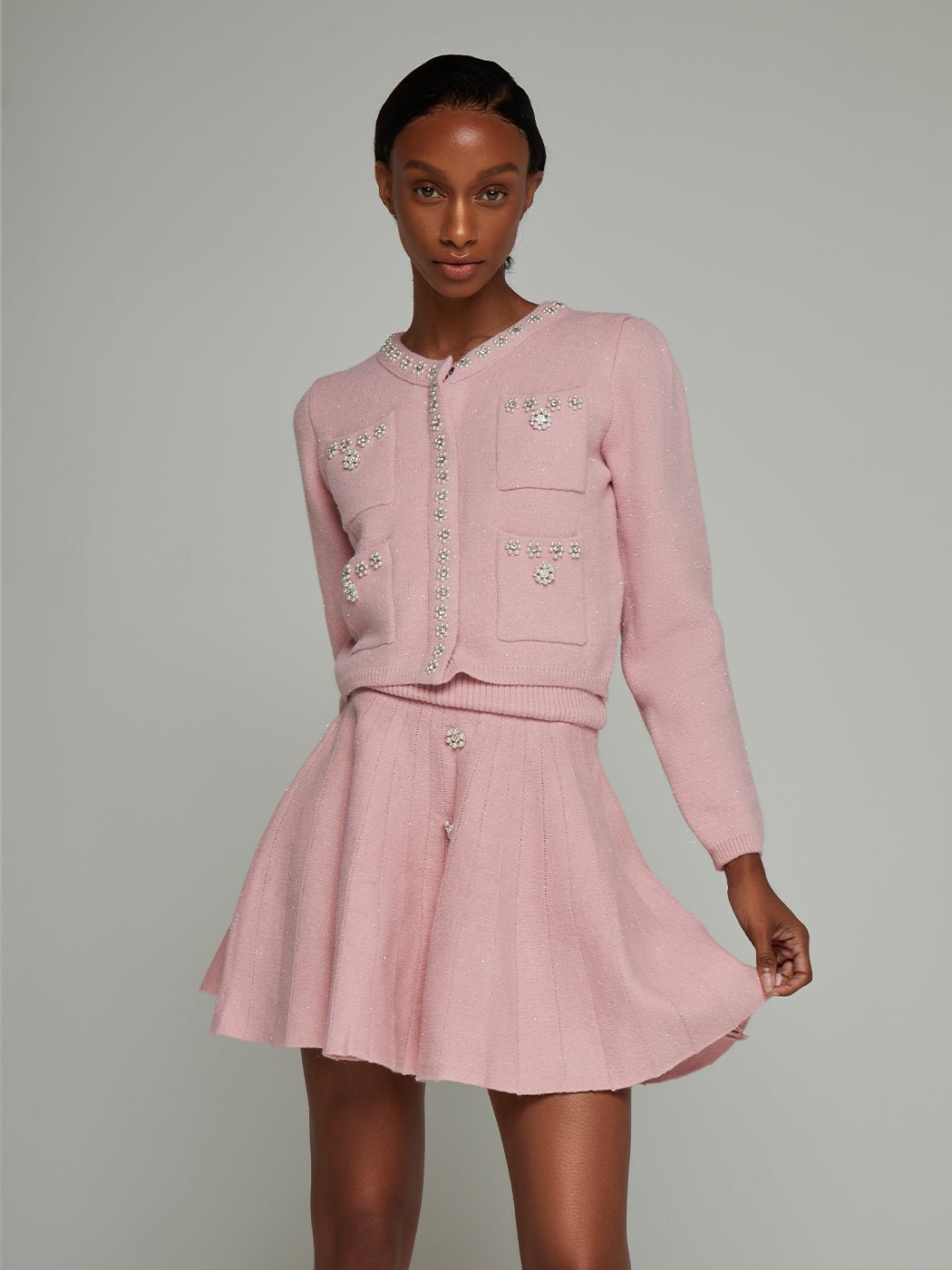 Imogen Beaded Cropped Jacket & Mini Skirt Set - Glory Connection