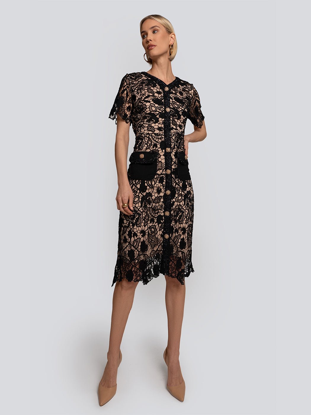 Iris Lace Pocket Detail Midi Dress - Glory Connection