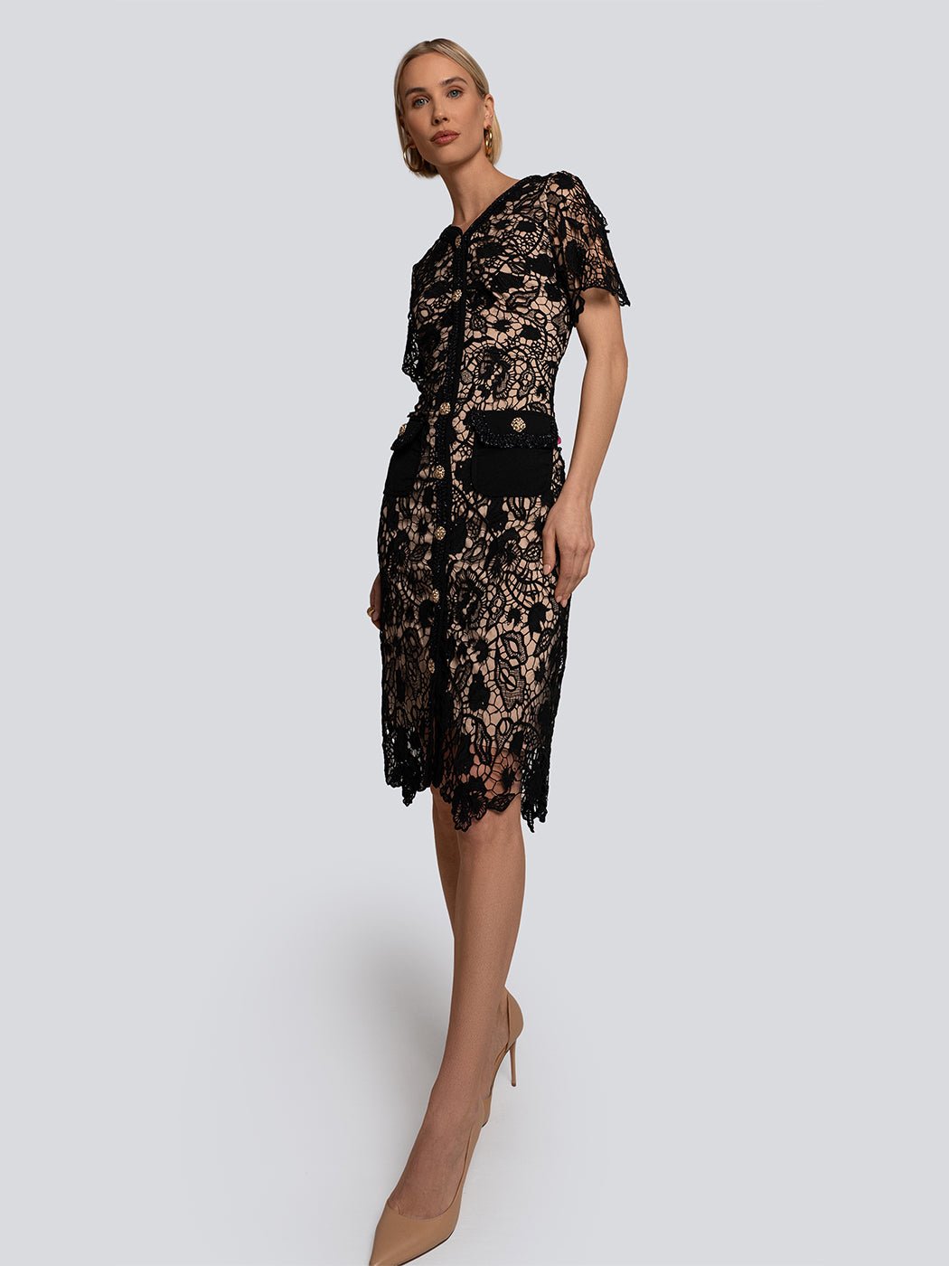 Iris Lace Pocket Detail Midi Dress - Glory Connection