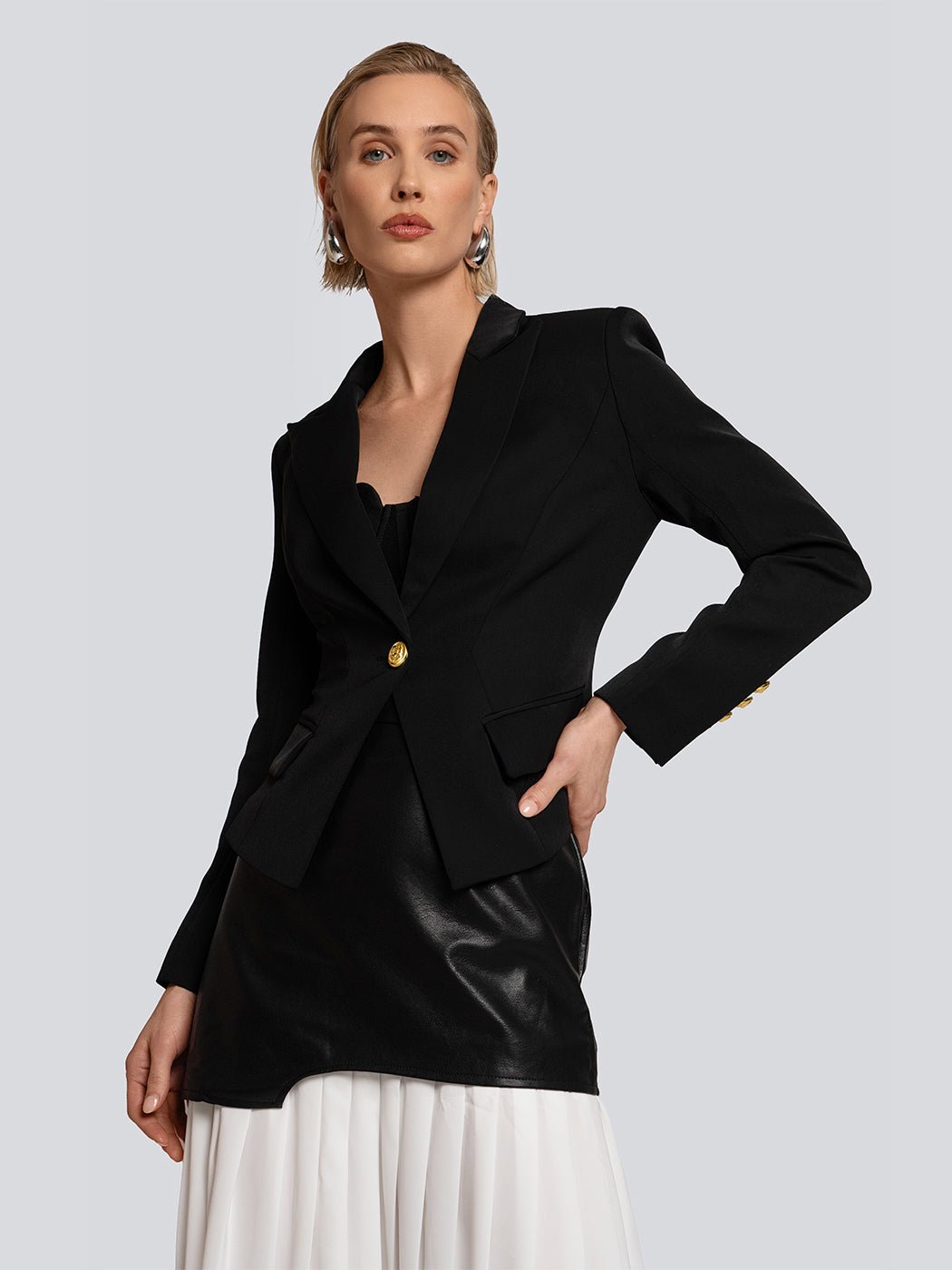 Jackie Gold Buttoned Velvet Tailored Blazer - Glory Connection