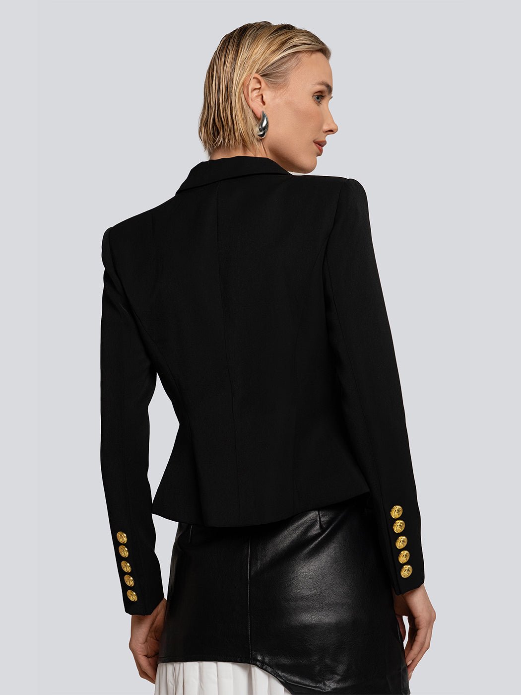 Jackie Gold Buttoned Velvet Tailored Blazer - Glory Connection