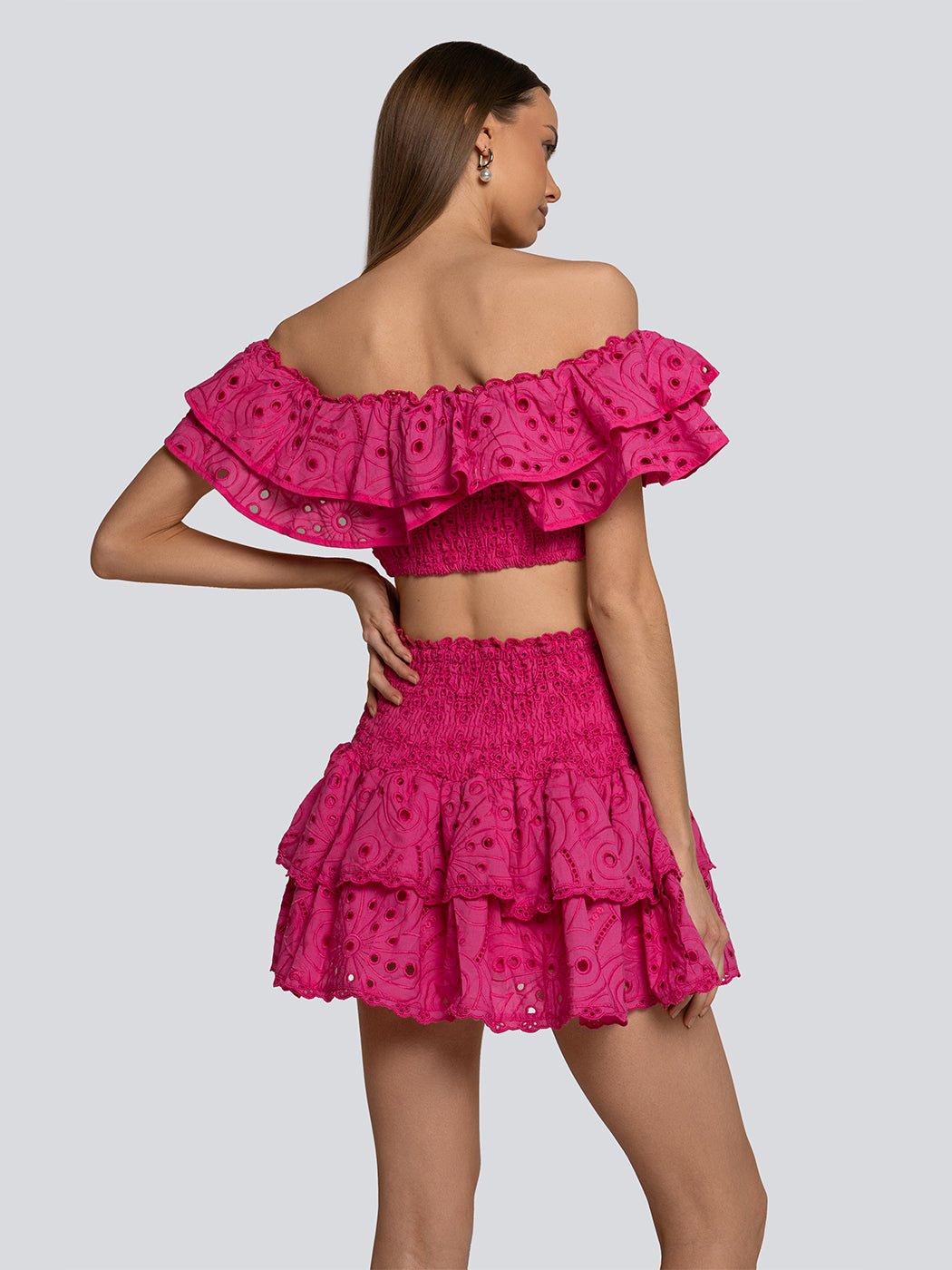 Jade Eyelet Ruffle Crop Top & Skirt Set - Glory Connection