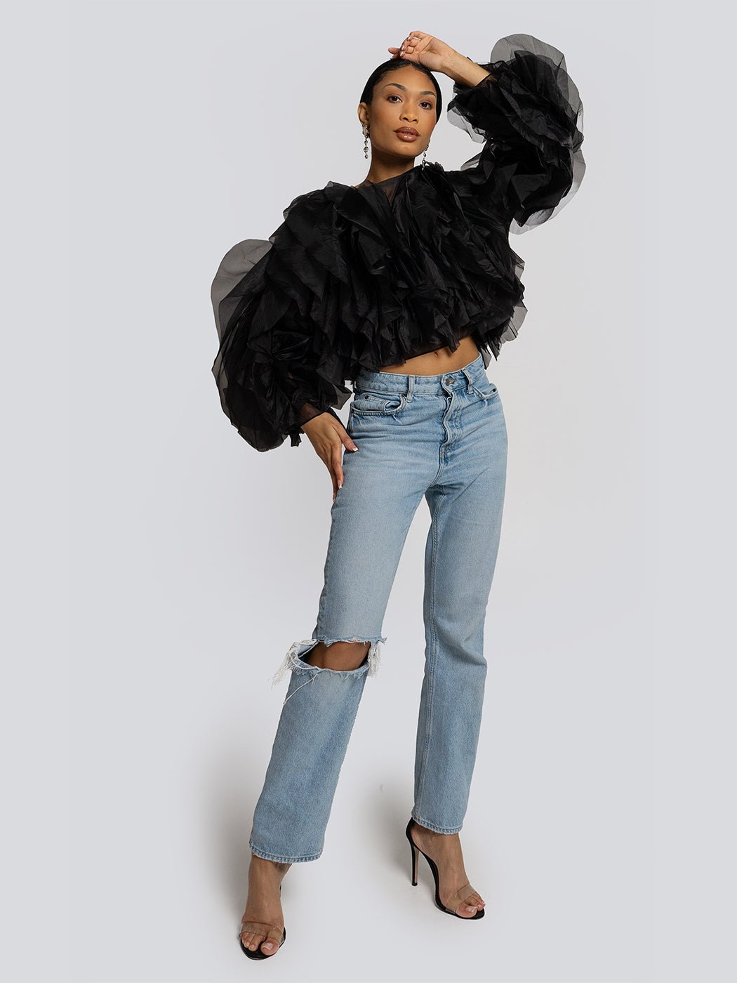 Jamie Ruffle Billow Sleeve Flounce Blouse - Glory Connection