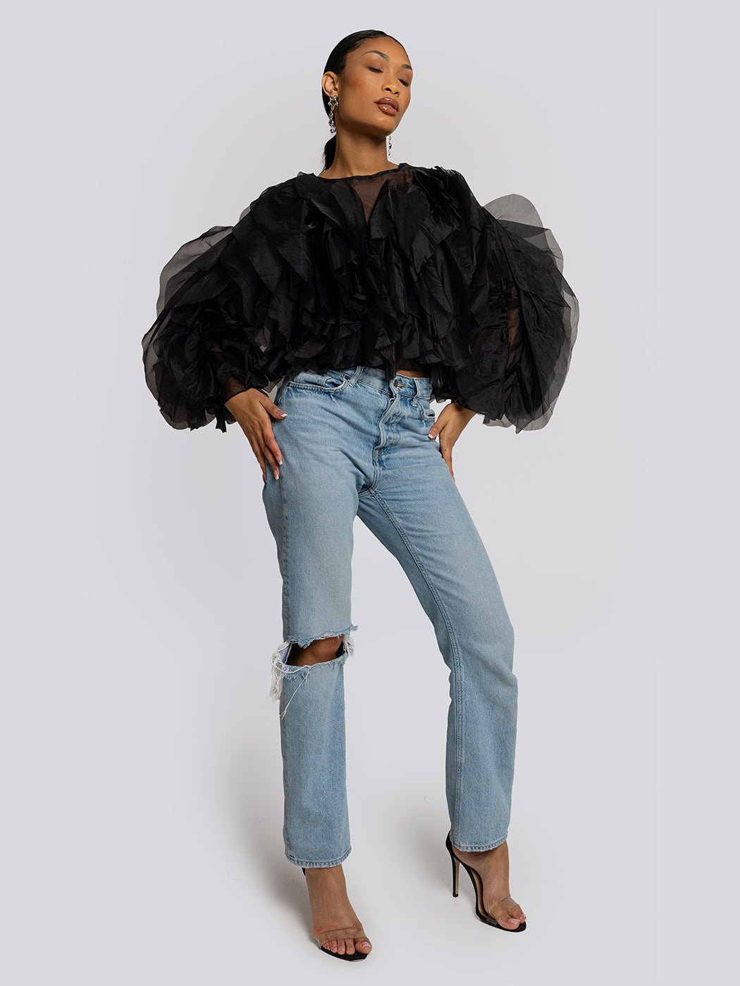 Jamie Ruffle Billow Sleeve Flounce Blouse - Glory Connection