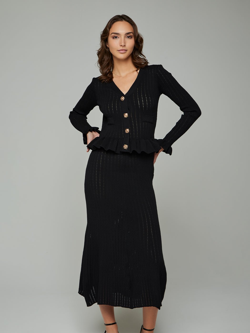 Jessie Peplum Knit Maxi Dress - Glory Connection